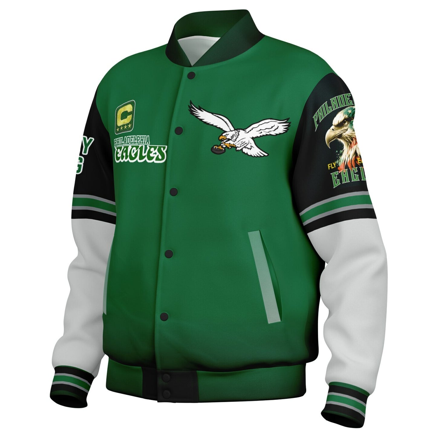 Eagles Super Bowl Champions Kelly Green White Eagle Helmet Varsity Jacket
