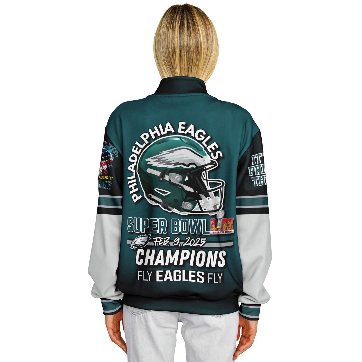 Midnight Green Super Bowl Champions Eagle Helmet Varsity Jacket