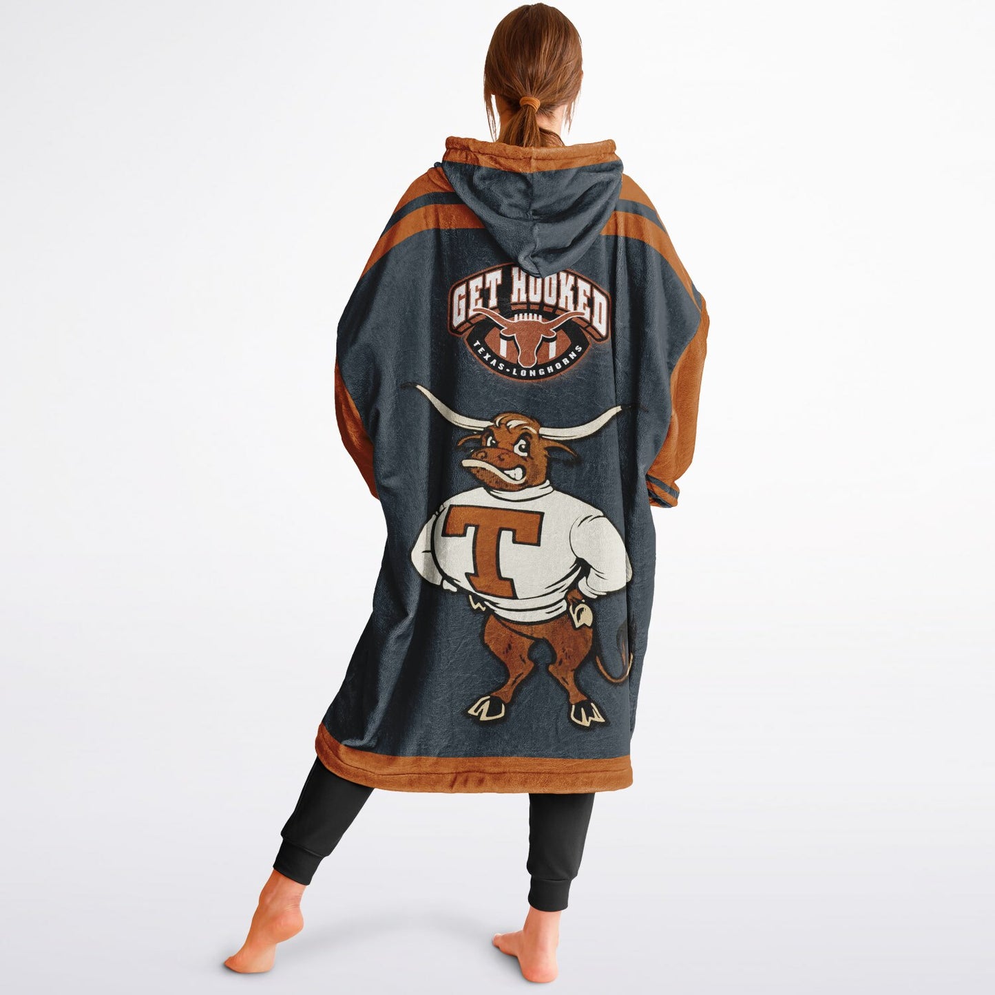 Texas Grey & Burnt Orange Cuddle Hoodie "Hook-em Horns" Gift for Texas Fans & Alumni