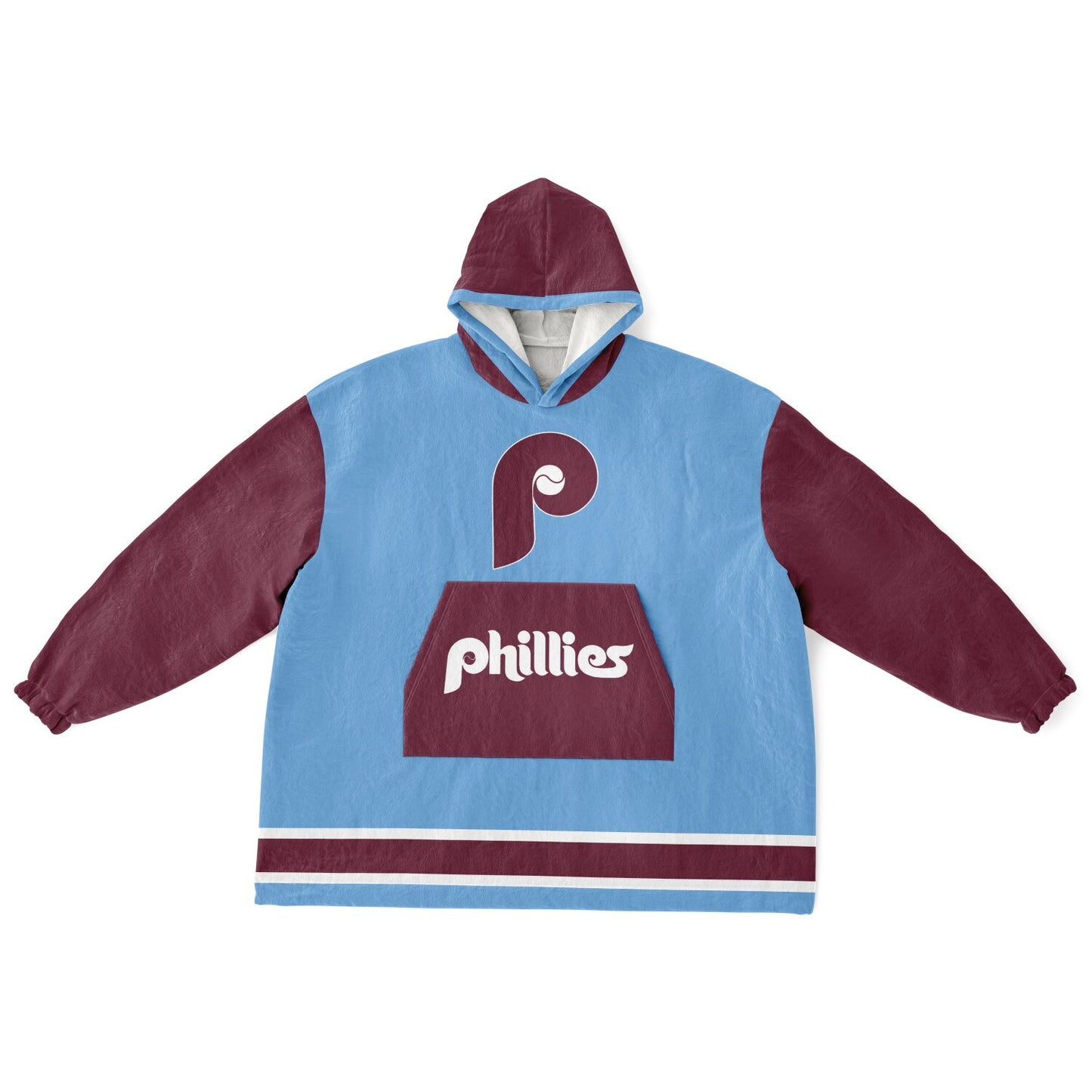 Phillies Retro Blue Cuddle Hoodie Philadelphia Oversize Hooded Blanket Gift for Baseball Fans & Family