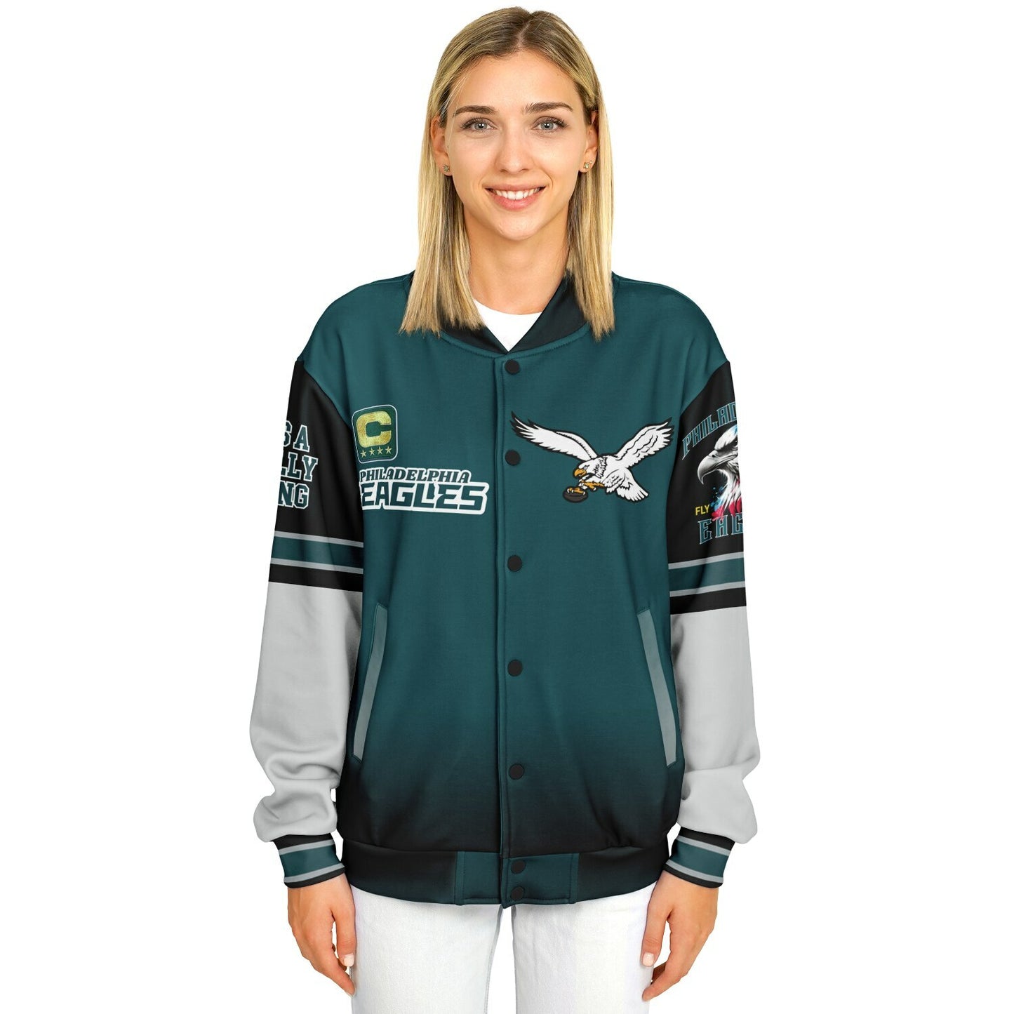 Midnight Green Super Bowl Champions Eagle Helmet Varsity Jacket