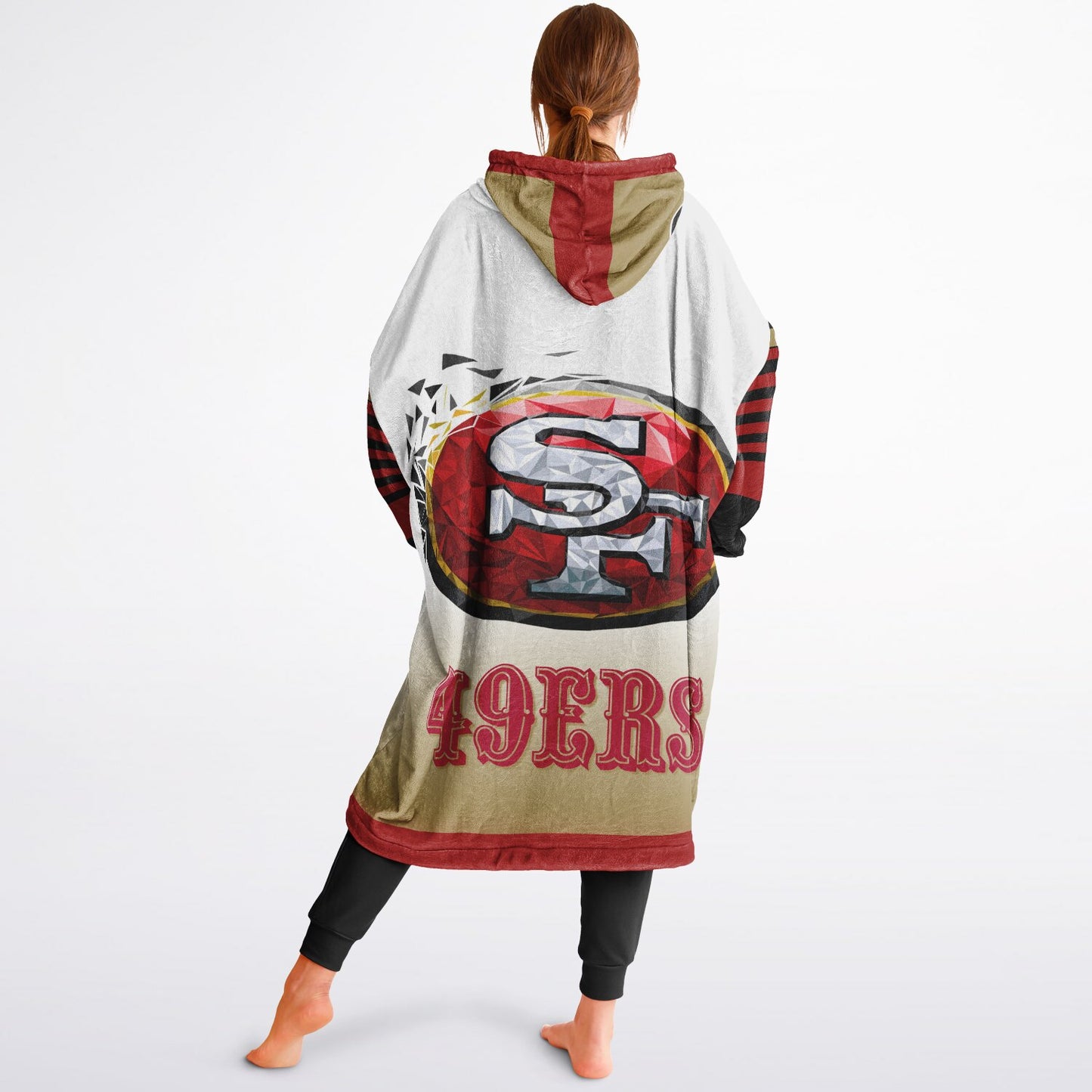 49ers White Gradient Cozy Oversize Cuddle Hoodie 49ers Cozy Hooded Blanket Gift