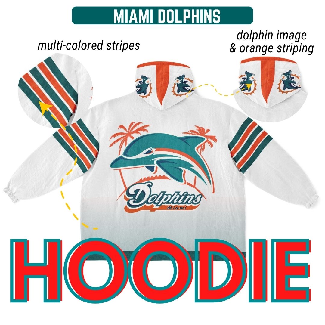 Miami Dolphins Retro White Football Cuddle Hoodie
