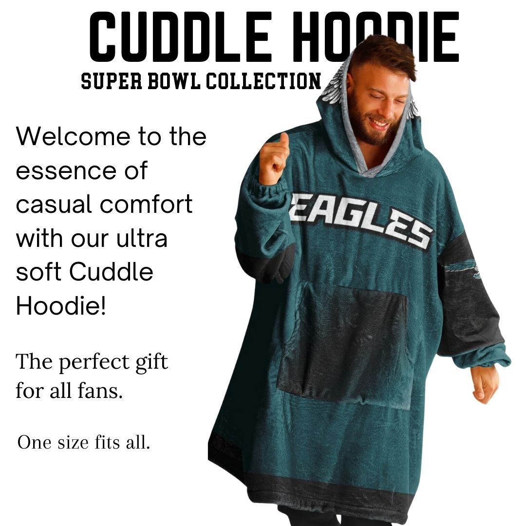 Super Bowl Champs Eagles Midnight Green Eagles SB Champions Oversize Hooded Blanket Gift for Fans
