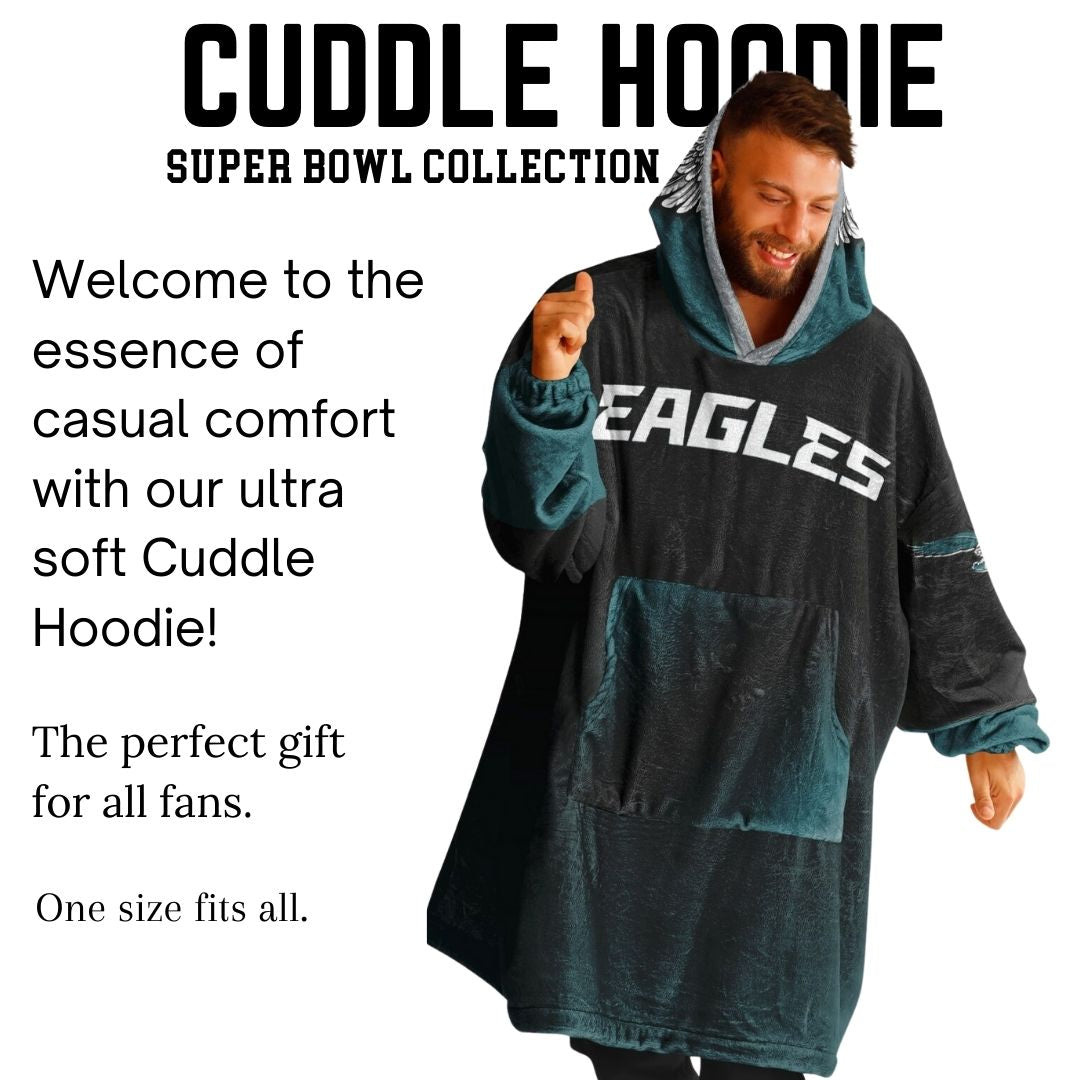 Super Bowl Champs Eagles Black Eagles SB Champions Oversize Hooded Blanket Gift for Fans
