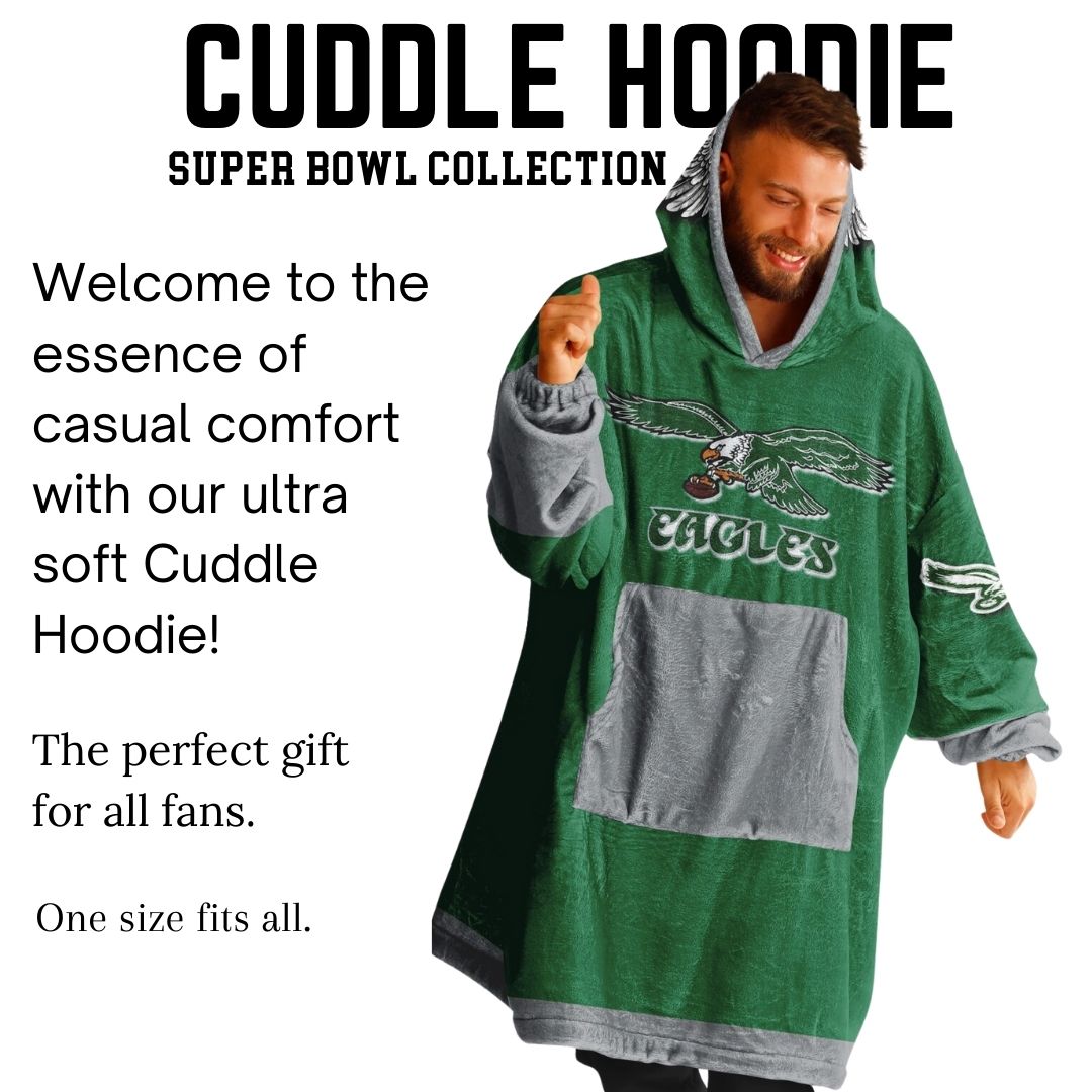 Super Bowl Champs Eagles Retro Kelly Green Eagles SB Champions Oversize Hooded Blanket Gift for Fans