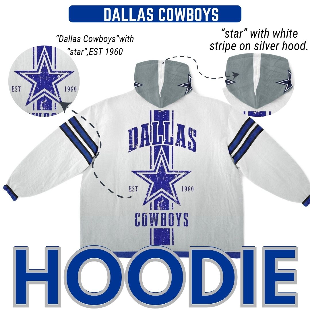 Dallas Cowboys White Football Cozy Cuddle Hoodie