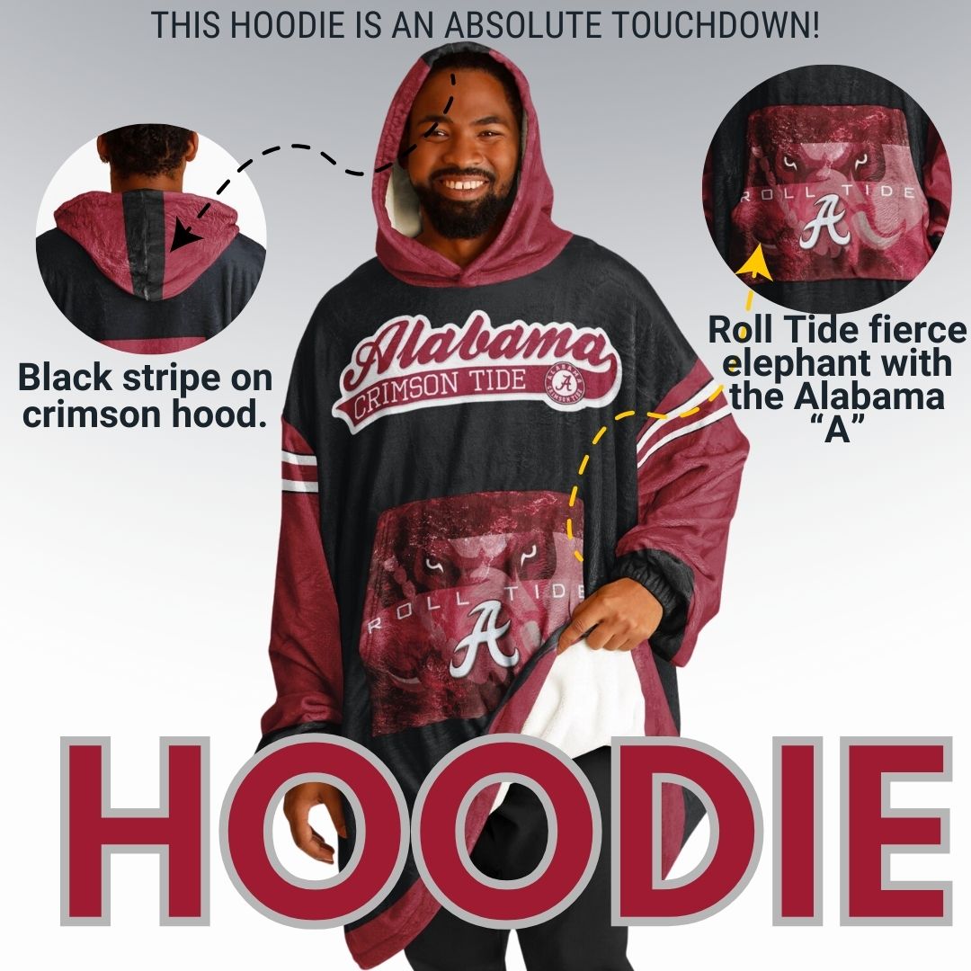 Alabama Crimson Tide Black Cuddle Hoodie Alabama "Big Al" Oversized Hoodie Gift for Fans