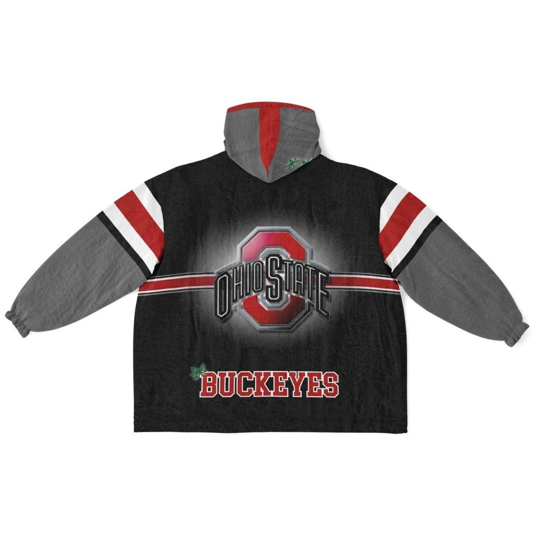 Ohio State Football Cuddle Hoodie Black on Black, Scarlet & Grey