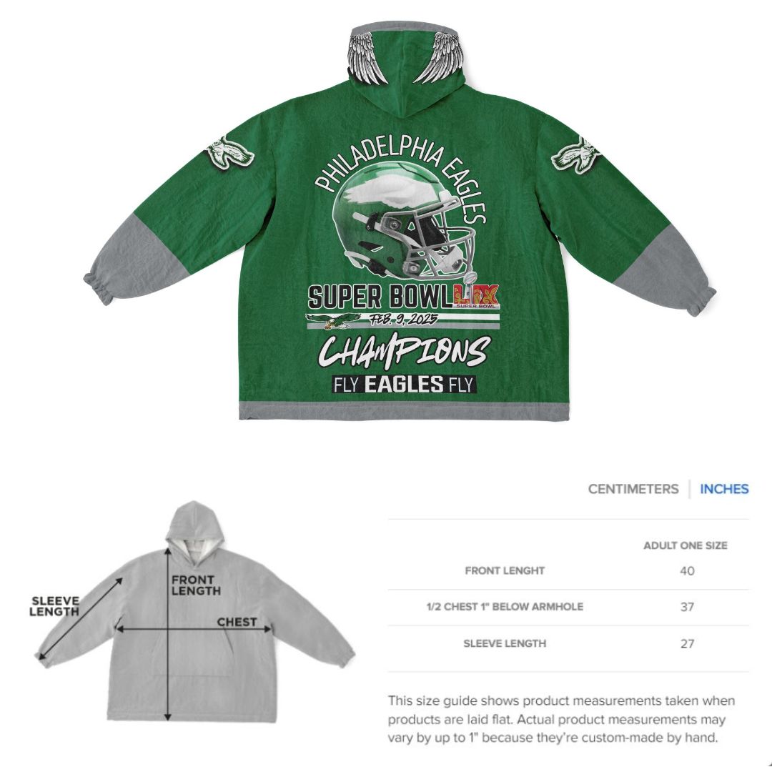 Super Bowl Champs Eagles Retro Kelly Green Eagles SB Champions Oversize Hooded Blanket Gift for Fans
