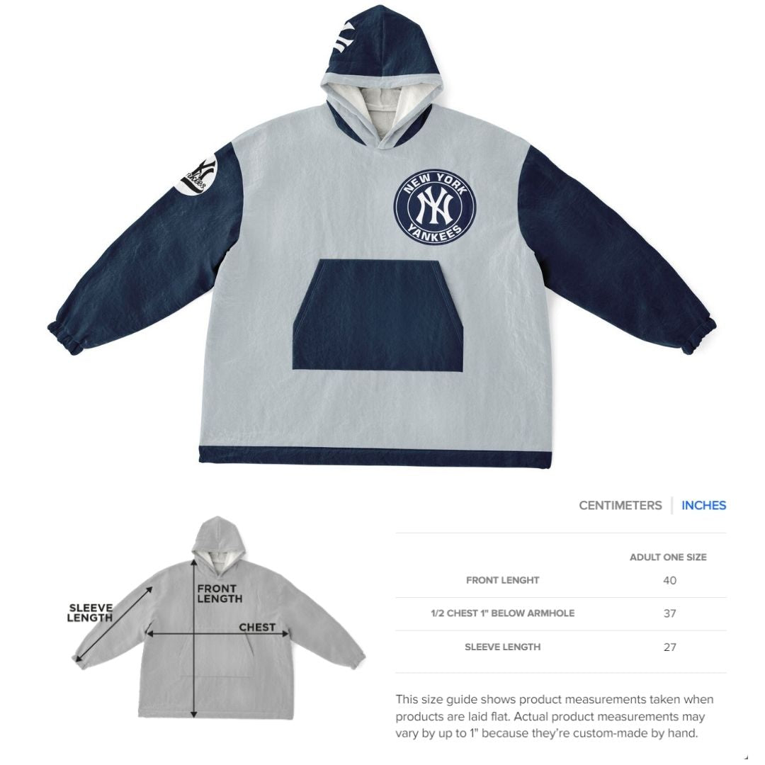 NY Yankees Grey Oversized Cuddle Hoodie