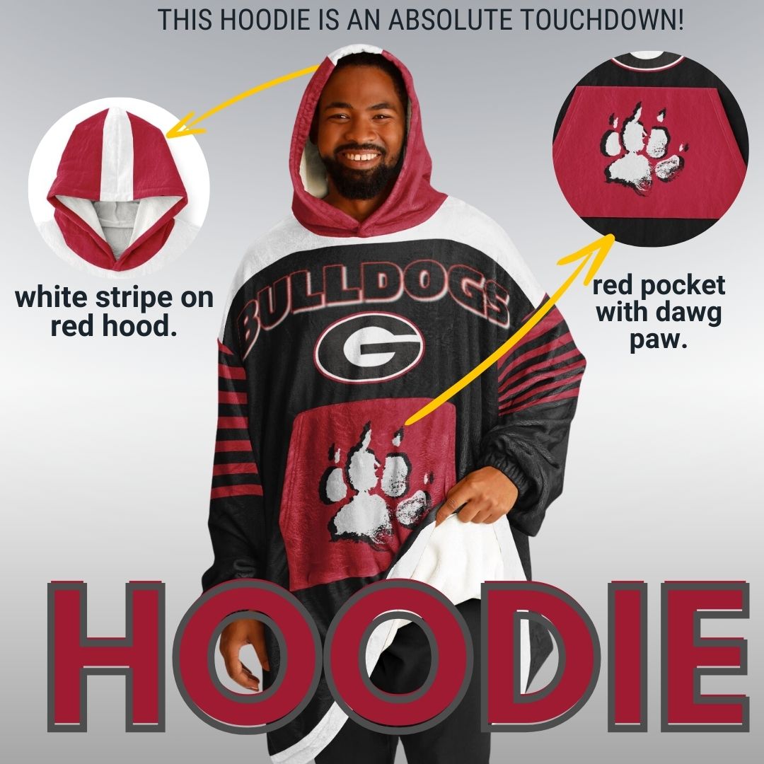 Georgia State Dawg Black with White Bulldogs Cozy Cuddle Hoodie