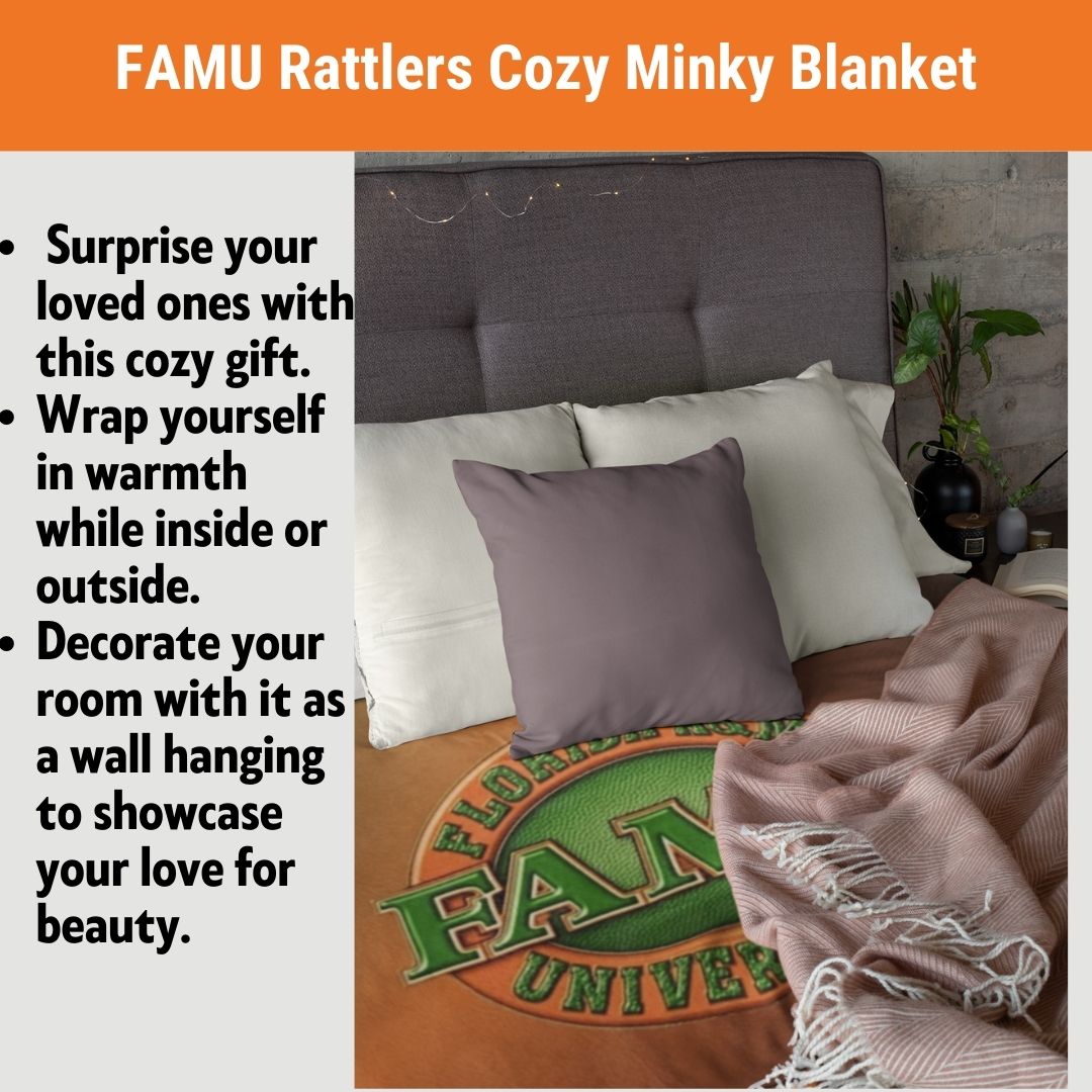 FAMU Rattlers Minky Blanket Perfect Back To School Gift Florida A&M Throw Blanket for Rattler Moms Indoor and Outdoor Cozy Comfort Gift