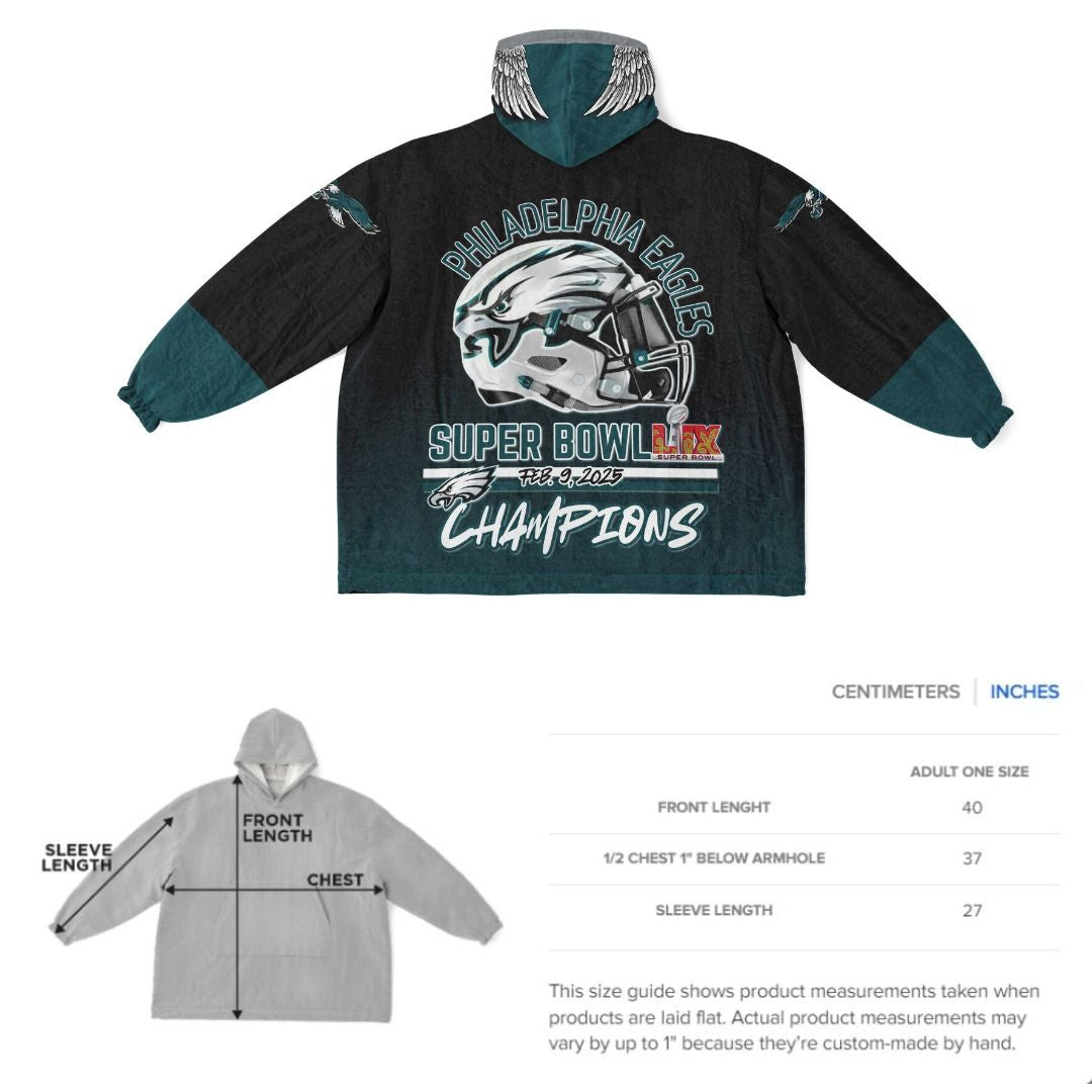 Super Bowl Champs Eagles Black Eagles SB Champions Oversize Hooded Blanket Gift for Fans