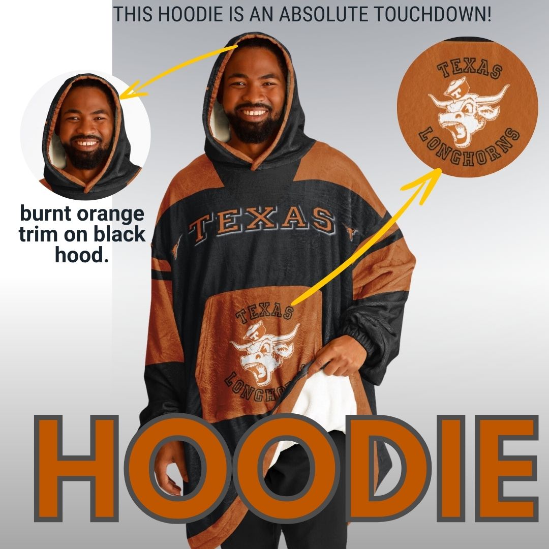 Texas Longhorns Black Cuddle Hoodie "Longhorn Rider" Oversized Hoodie Gift for Fans