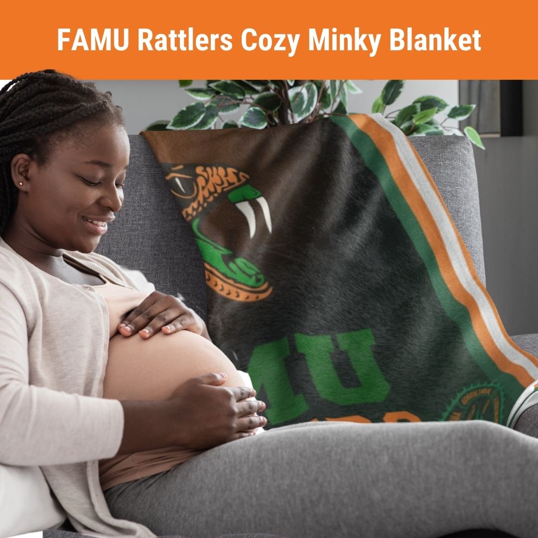 FAMU Rattlers Minky Blanket Perfect Back To School Gift Florida A&M Throw Blanket for Rattler Moms Indoor and Outdoor Cozy Comfort Gift