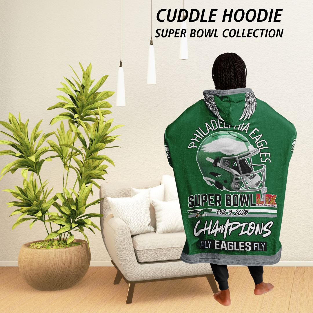 Super Bowl Champs Eagles Retro Kelly Green Eagles SB Champions Oversize Hooded Blanket Gift for Fans