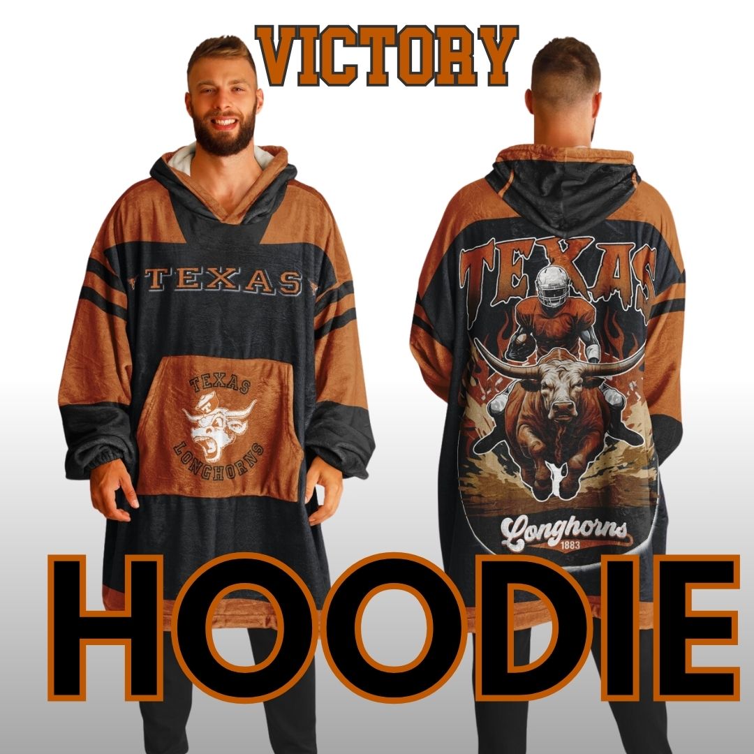 Texas Longhorns Black Cuddle Hoodie "Longhorn Rider" Oversized Hoodie Gift for Fans