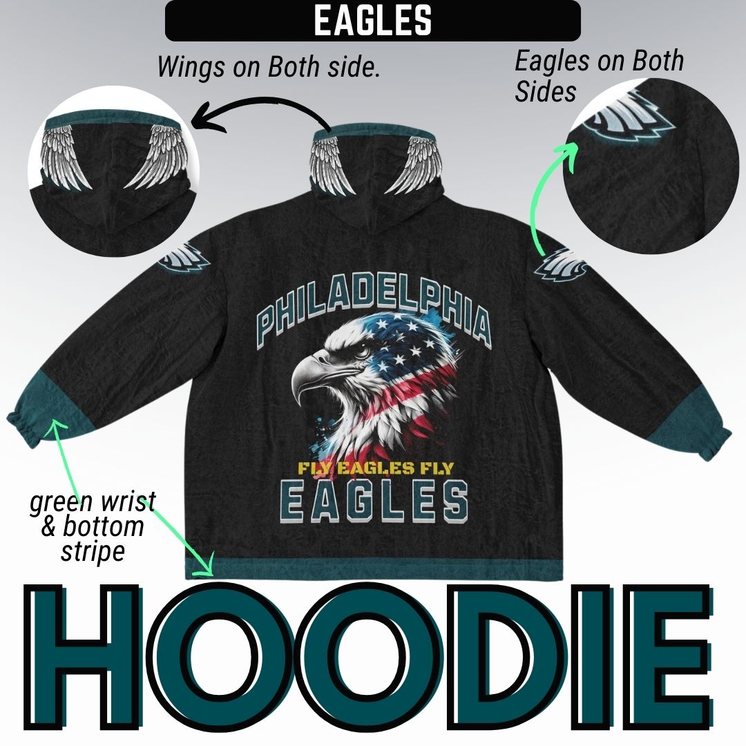 Eagles Military Black American Eagle "Fly Eagles Fly" Cuddle Hoodie Gift for Fans