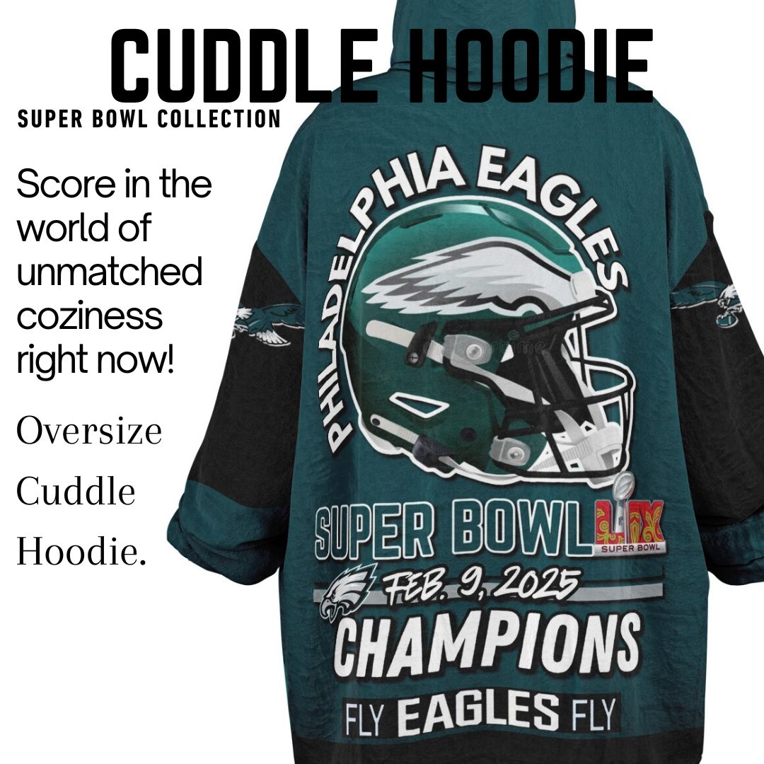 Super Bowl Champs Eagles Midnight Green Eagles SB Champions Oversize Hooded Blanket Gift for Fans