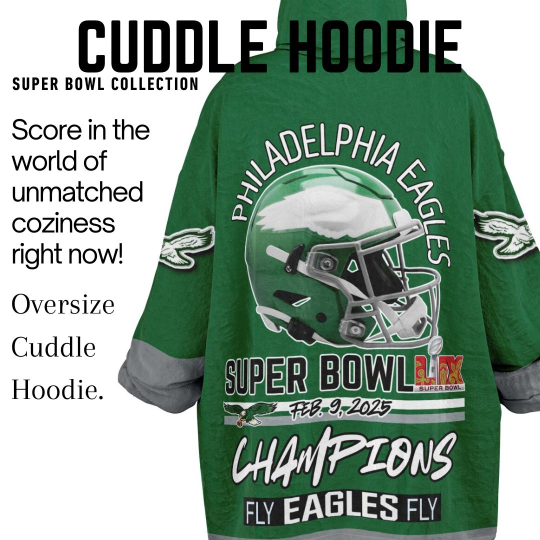 Super Bowl Champs Eagles Retro Kelly Green Eagles SB Champions Oversize Hooded Blanket Gift for Fans