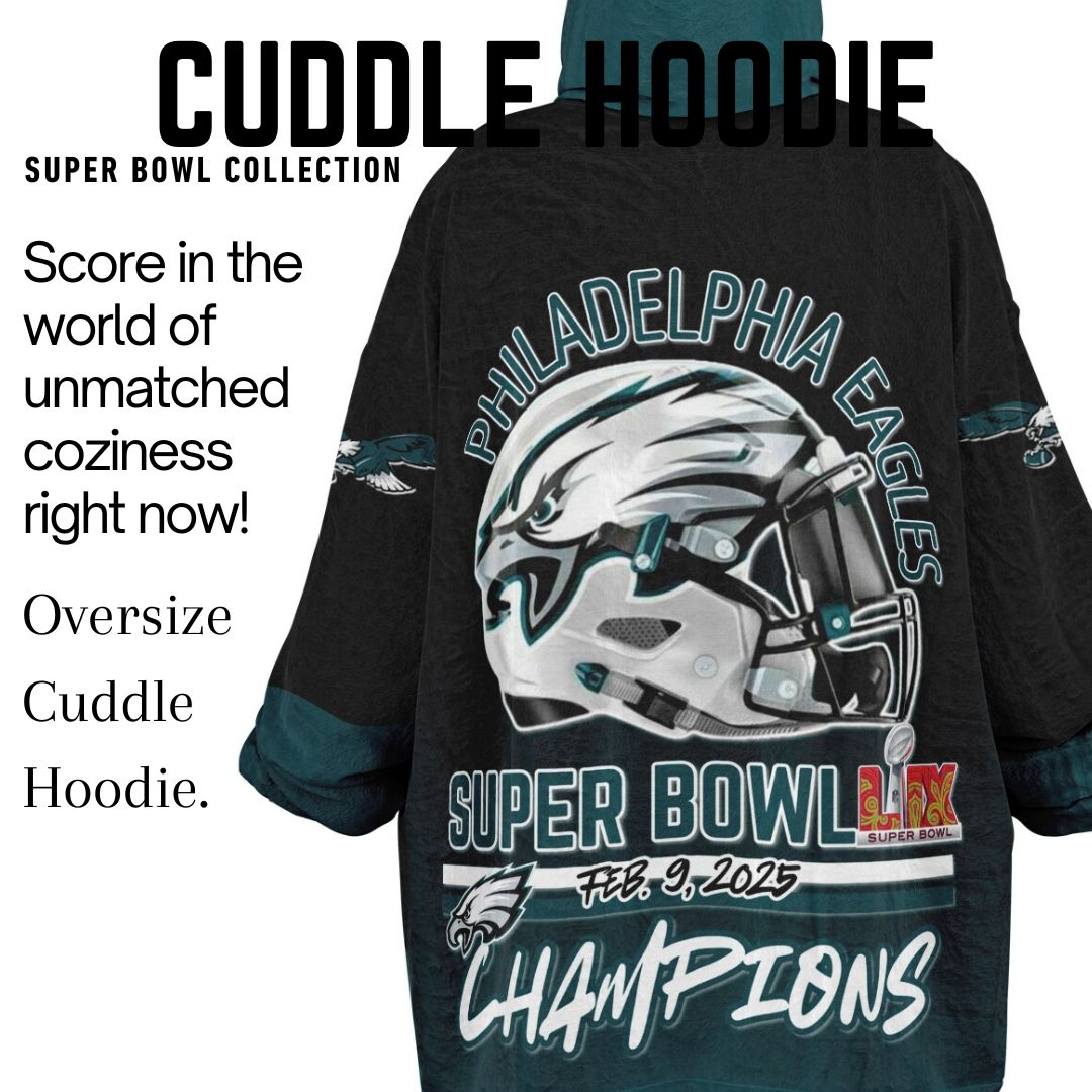 Super Bowl Champs Eagles Black Eagles SB Champions Oversize Hooded Blanket Gift for Fans