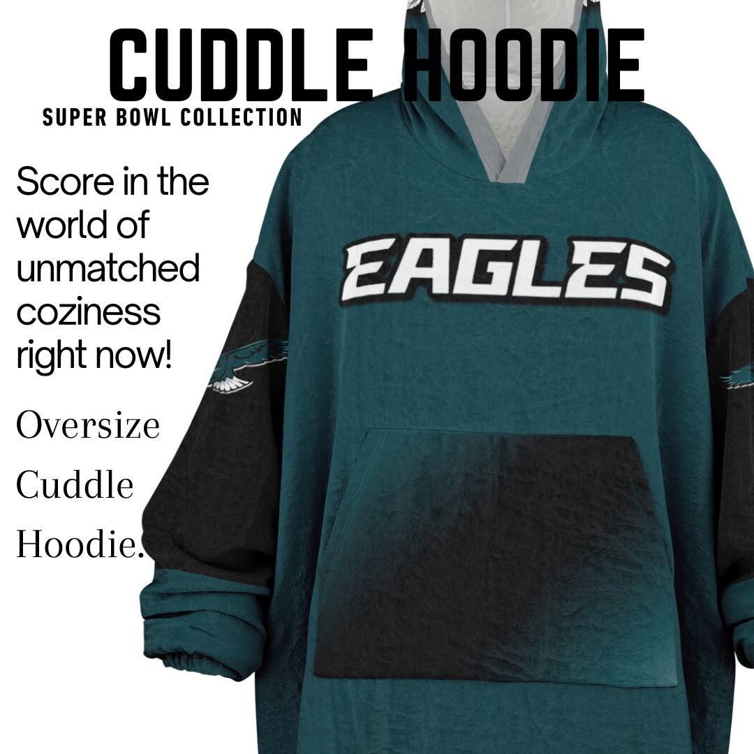 Super Bowl Champs Eagles Midnight Green Eagles SB Champions Oversize Hooded Blanket Gift for Fans