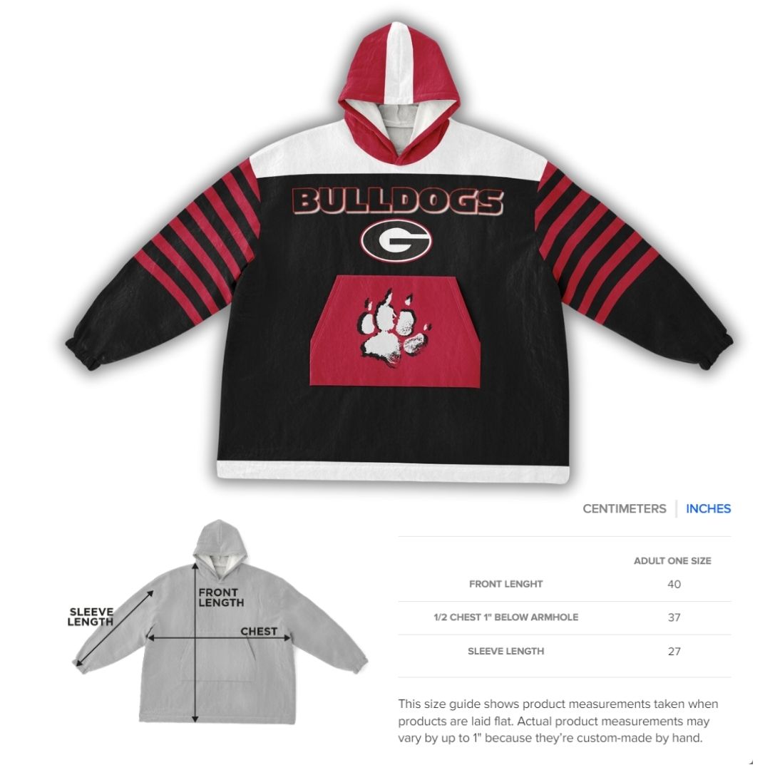 Georgia State Dawg Black with White Bulldogs Cozy Cuddle Hoodie