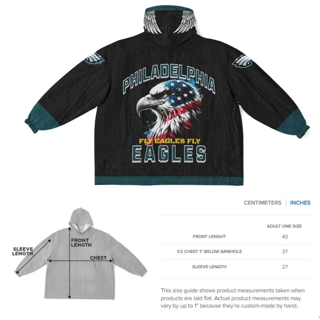 Eagles Military Black American Eagle "Fly Eagles Fly" Cuddle Hoodie Gift for Fans