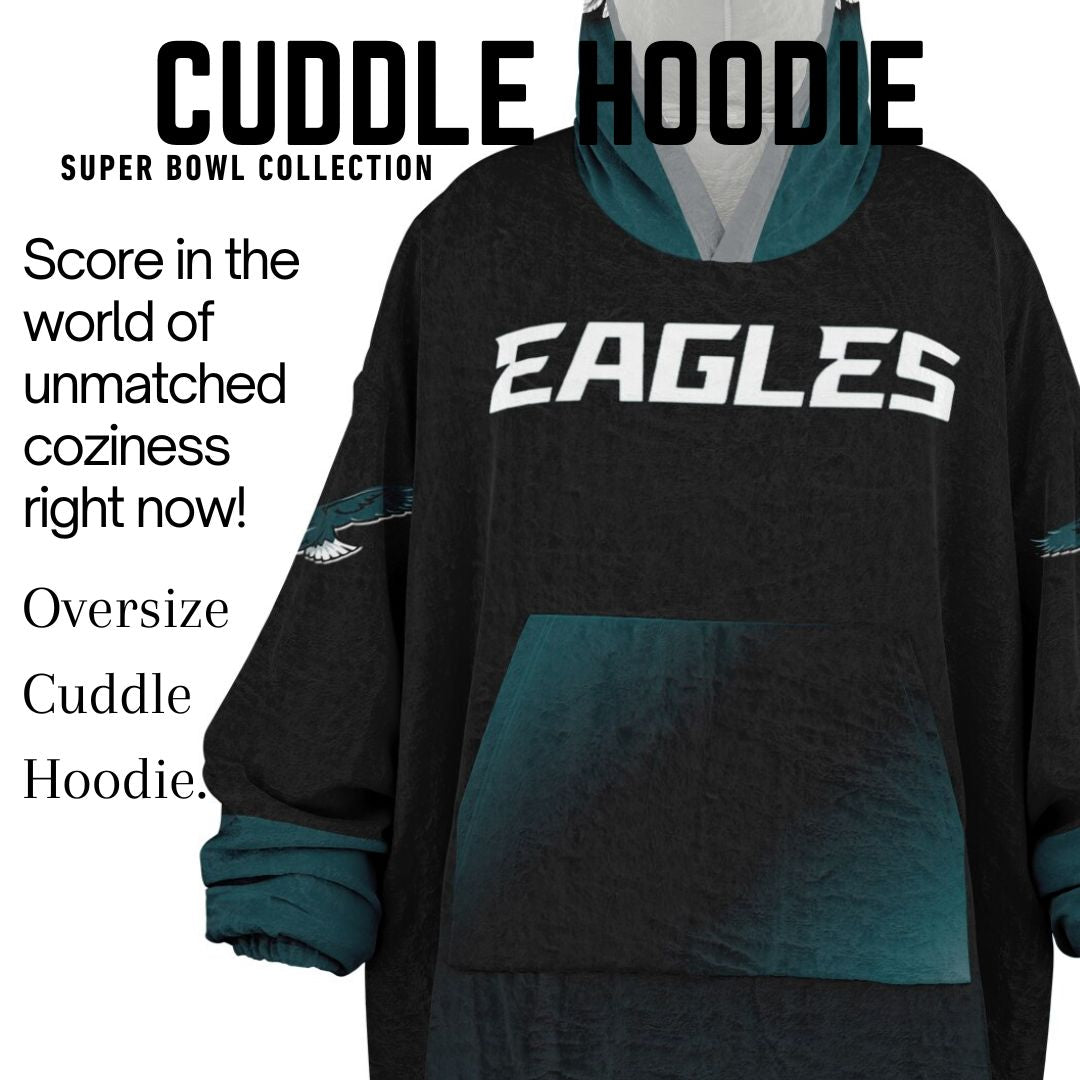 Super Bowl Champs Eagles Black Eagles SB Champions Oversize Hooded Blanket Gift for Fans