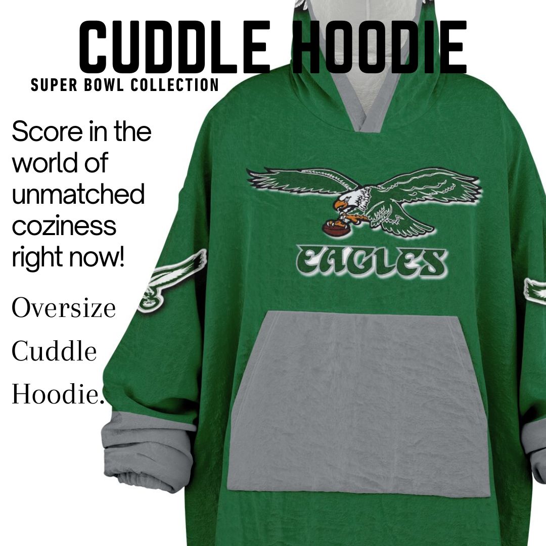 Super Bowl Champs Eagles Retro Kelly Green Eagles SB Champions Oversize Hooded Blanket Gift for Fans