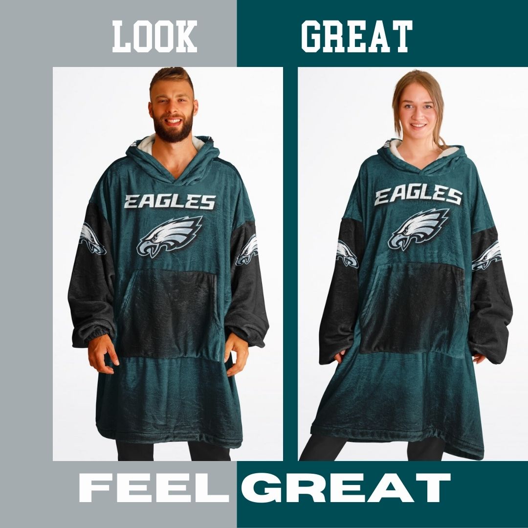 Eagles Home Green & Black Sleeves "Born To Win" "Fly Eagles Fly" Cuddle Hoodie