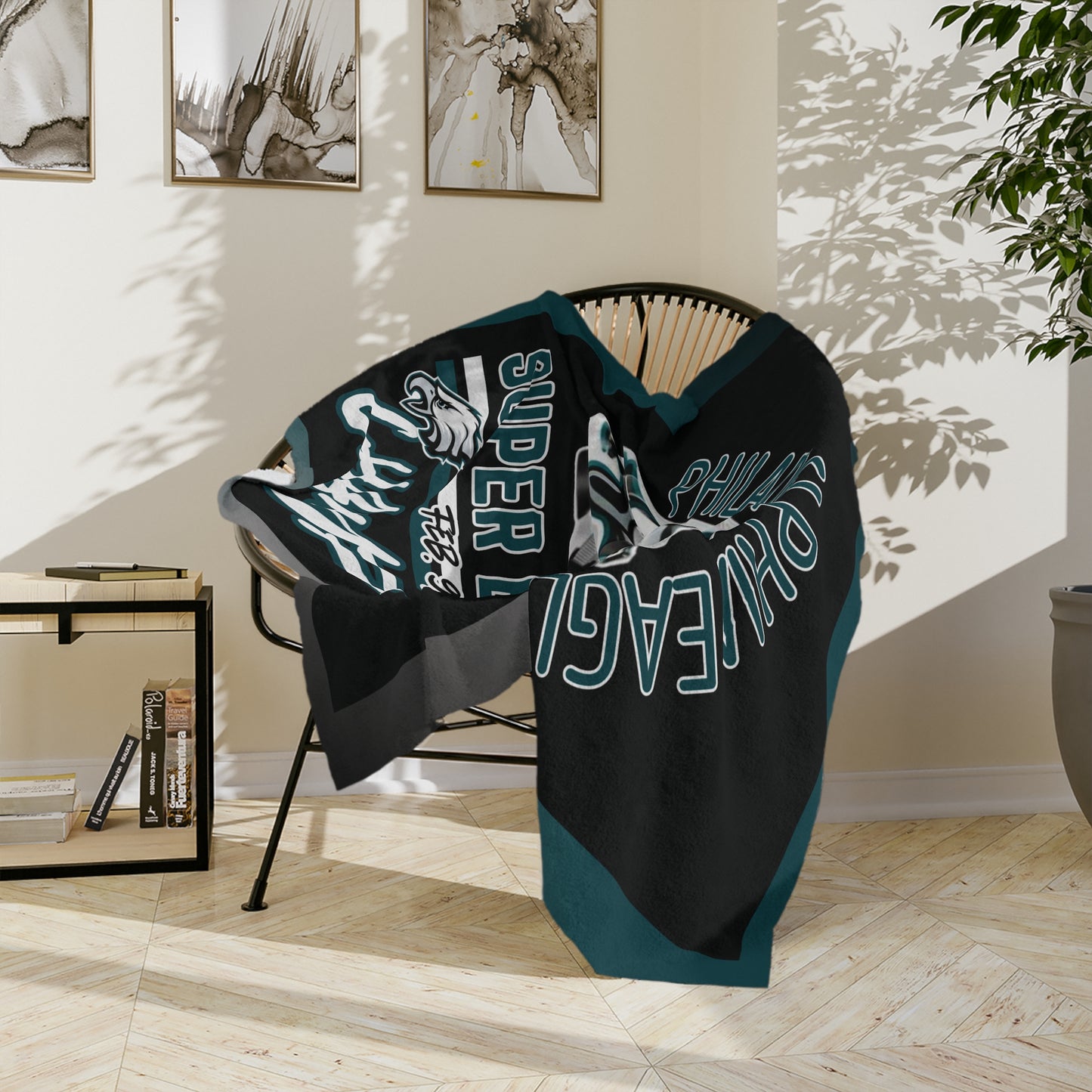 SB Champion Eagles Black Soft Blanket Birthday Gift for Eagles Football Fans Throw Blanket