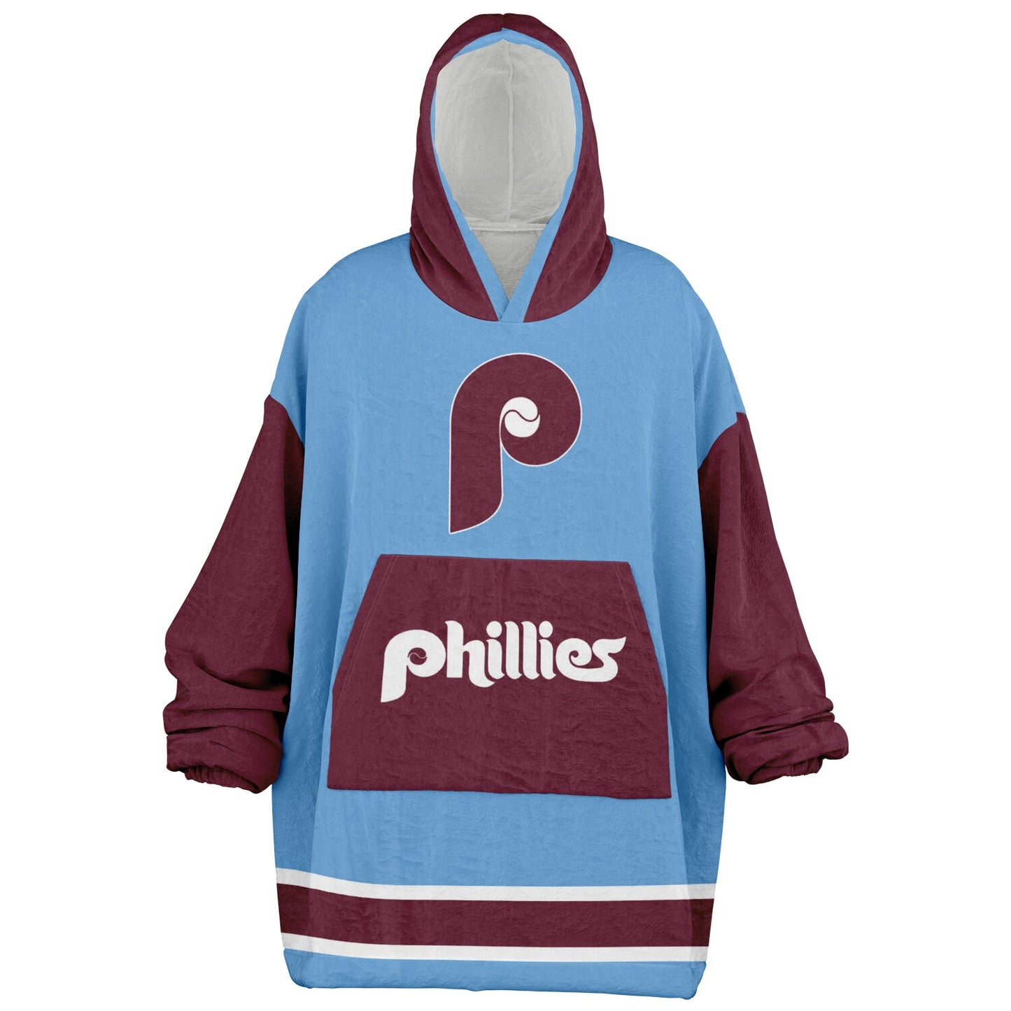 Phillies Retro Blue Cuddle Hoodie Philadelphia Oversize Hooded Blanket Gift for Baseball Fans & Family