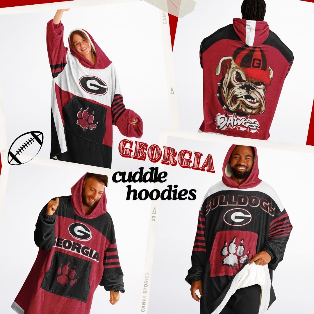 Georgia State Dawg Black with White Bulldogs Cozy Cuddle Hoodie
