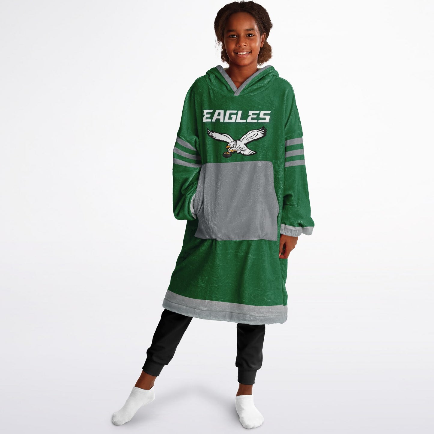 Youth Eagles Hoodie Blanket Youth Eagles Retro Kelly Green Cuddle Hoodie
