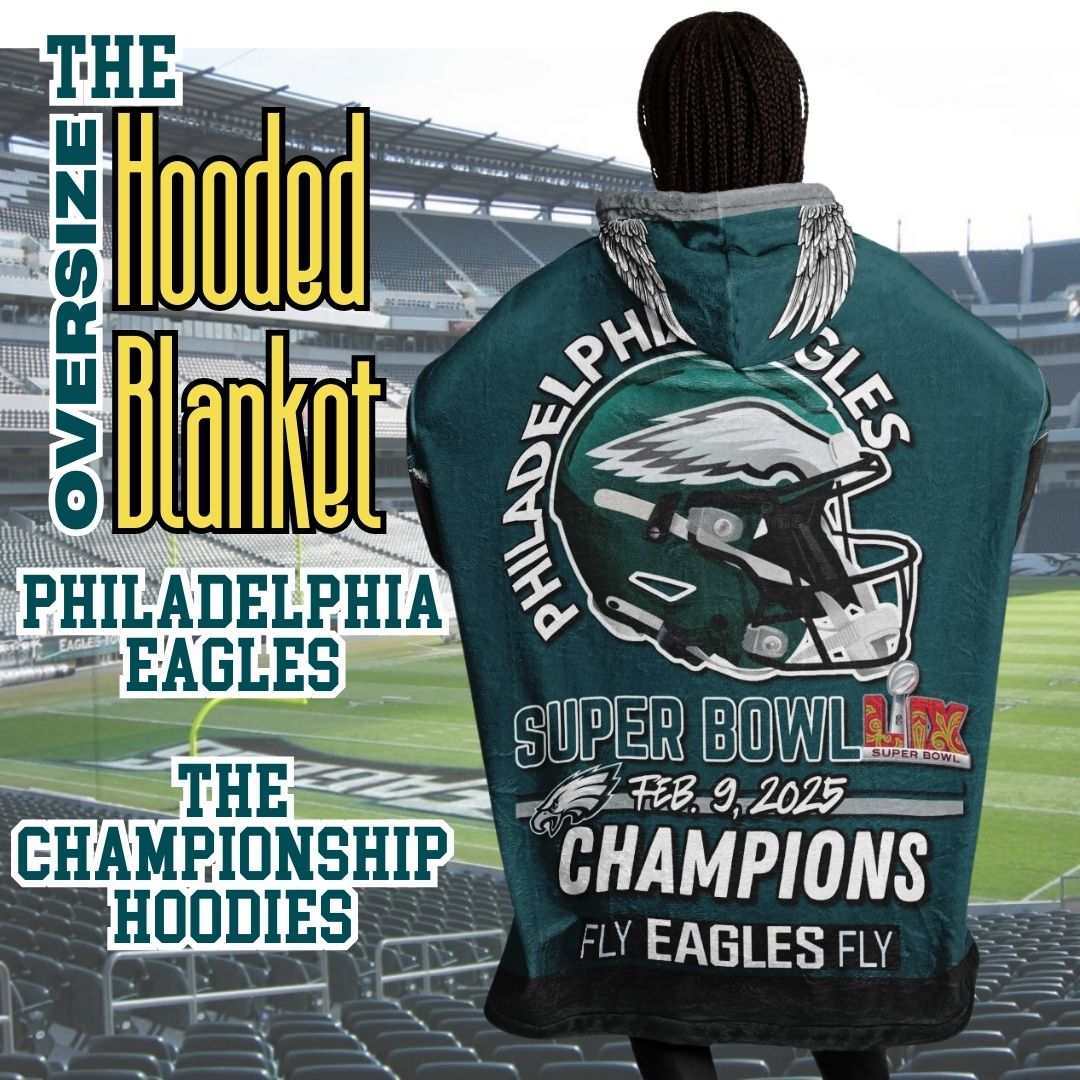 Super Bowl Champs Eagles Midnight Green Eagles SB Champions Oversize Hooded Blanket Gift for Fans