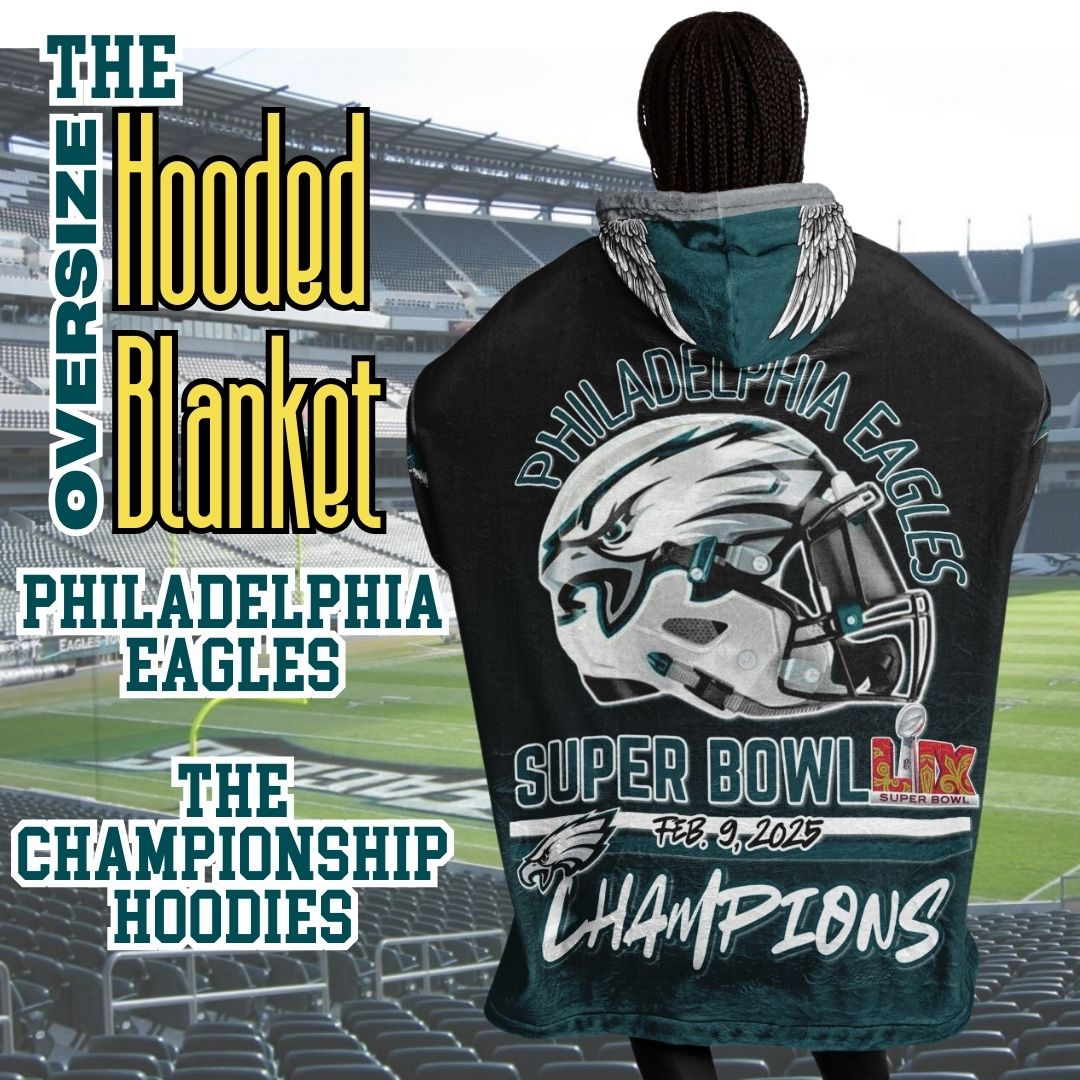 Super Bowl Champs Eagles Black Eagles SB Champions Oversize Hooded Blanket Gift for Fans