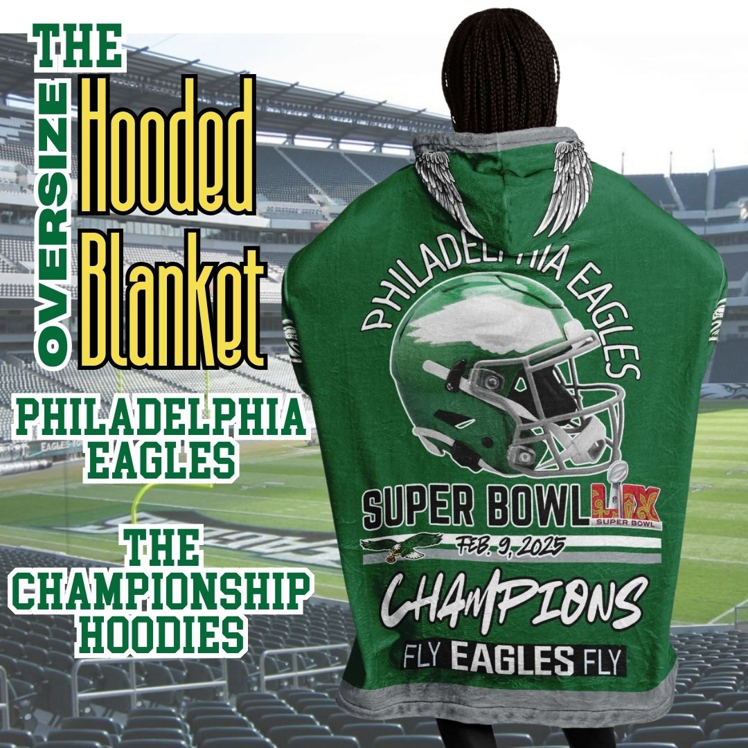 Super Bowl Champs Eagles Retro Kelly Green Eagles SB Champions Oversize Hooded Blanket Gift for Fans