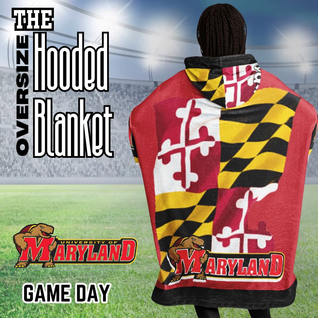 Maryland Terps Red Oversize Hooded Blanket Maryland Cuddle Hoodie Gift for Fans & Alumni