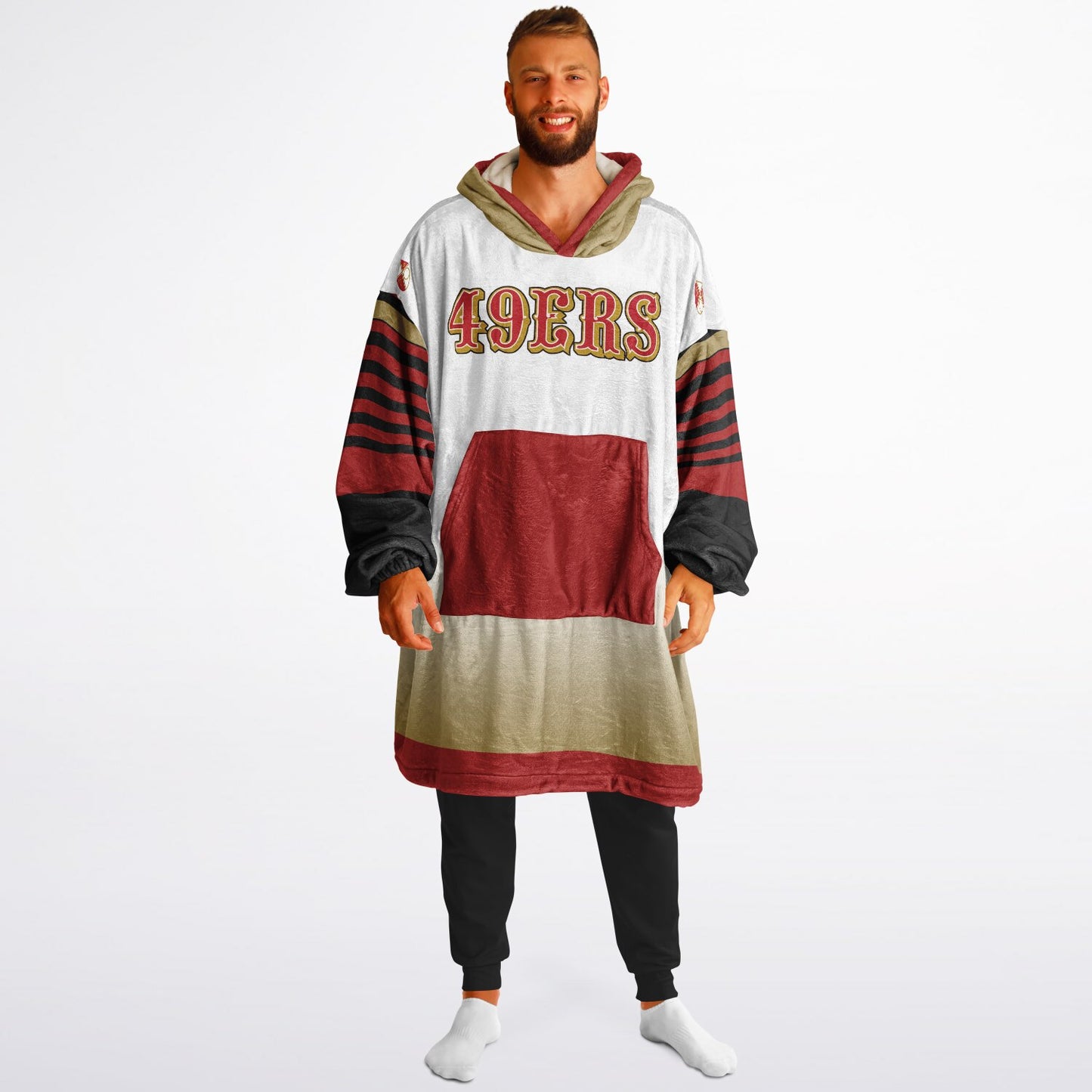 49ers White Gradient Cozy Oversize Cuddle Hoodie 49ers Cozy Hooded Blanket Gift