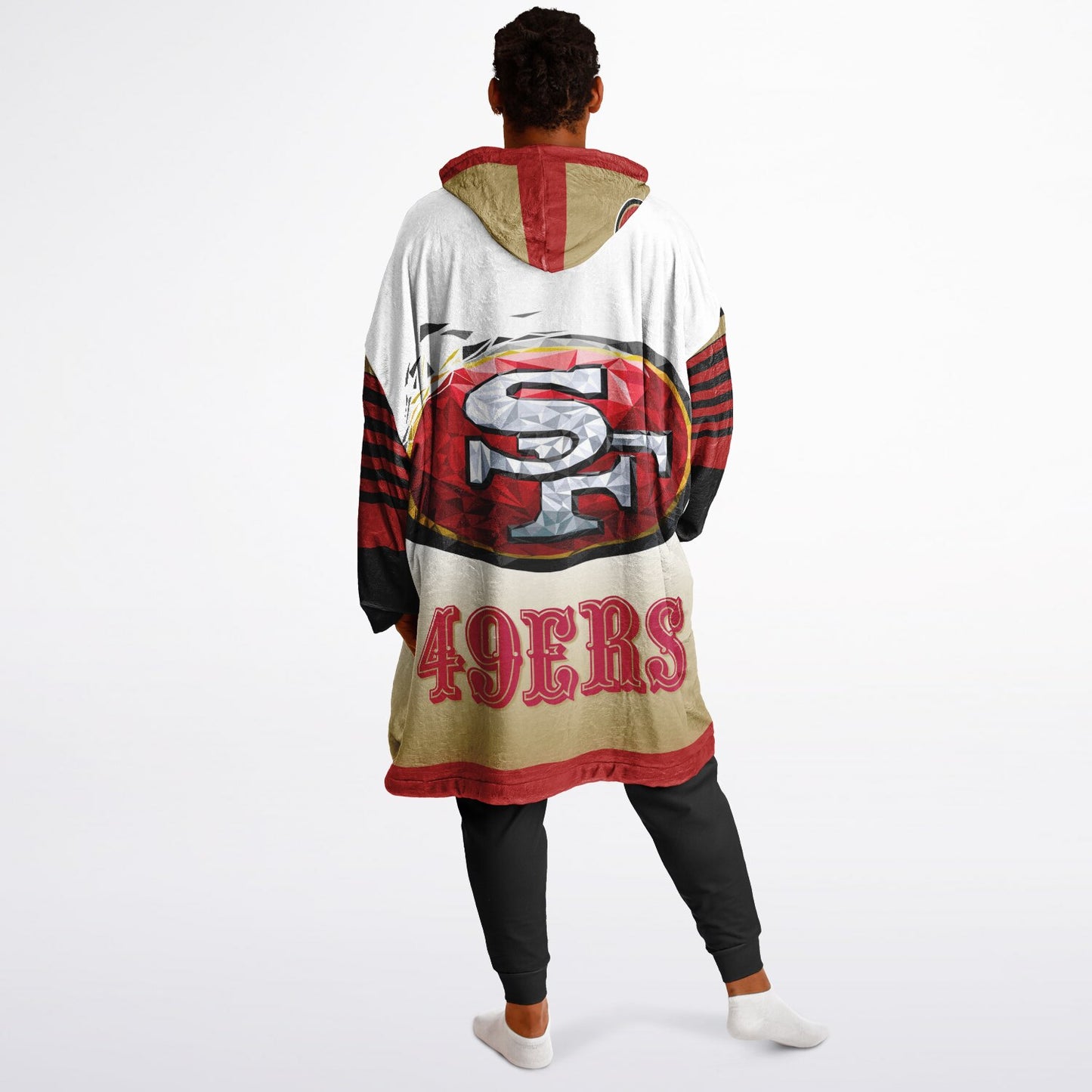 49ers White Gradient Cozy Oversize Cuddle Hoodie 49ers Cozy Hooded Blanket Gift