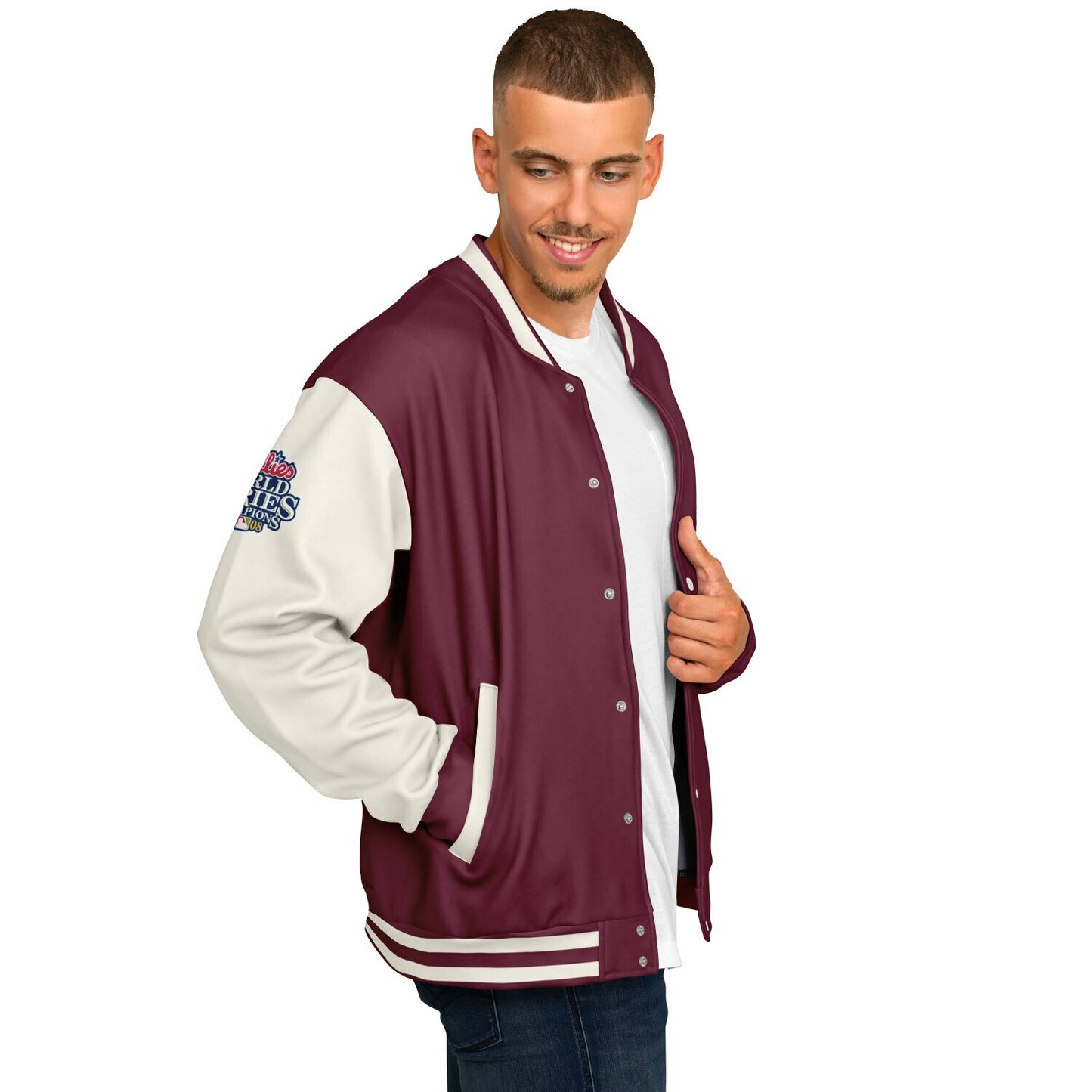Phillies Baseball Maroon Baseball Varsity Jacket