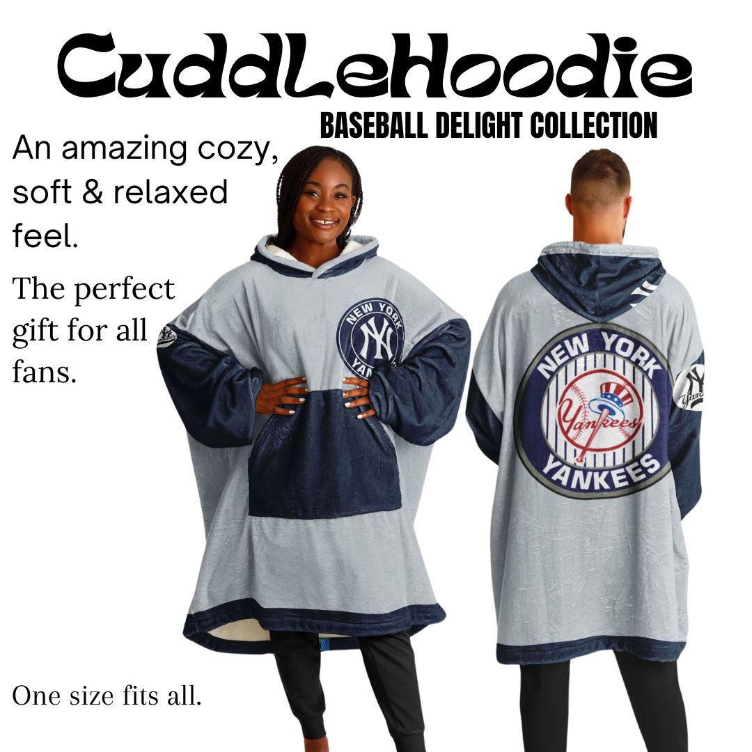 NY Yankees Grey Oversized Cuddle Hoodie
