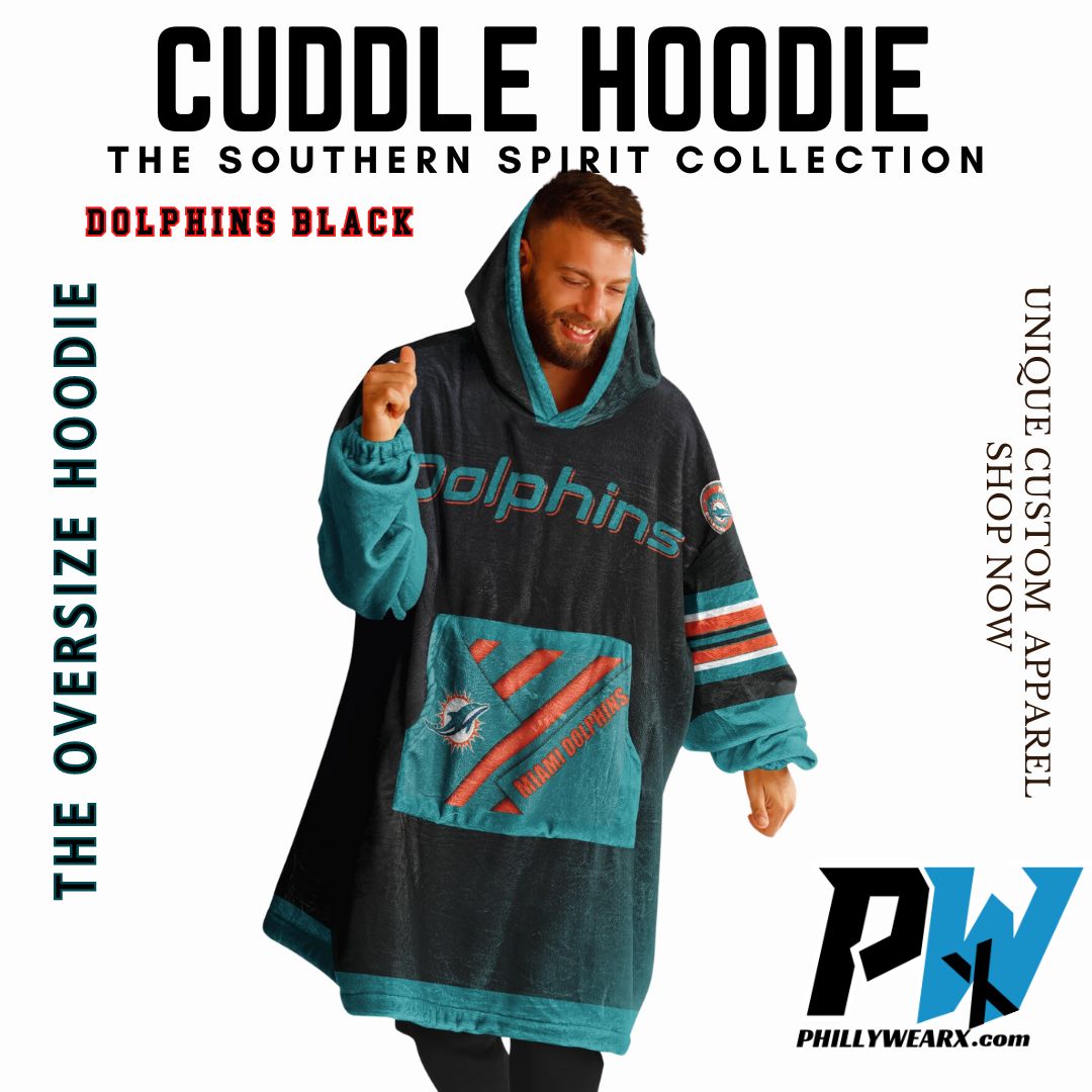 Miami Dolphins "Dramatic Blitz" Black Football Cuddle Hoodie