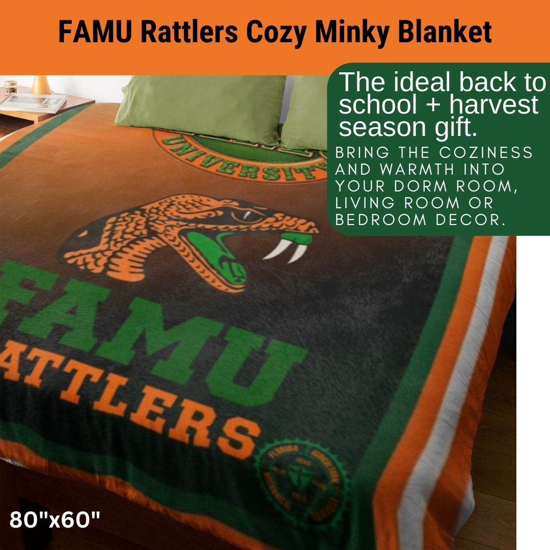 FAMU Rattlers Minky Blanket Perfect Back To School Gift Florida A&M Throw Blanket for Rattler Moms Indoor and Outdoor Cozy Comfort Gift