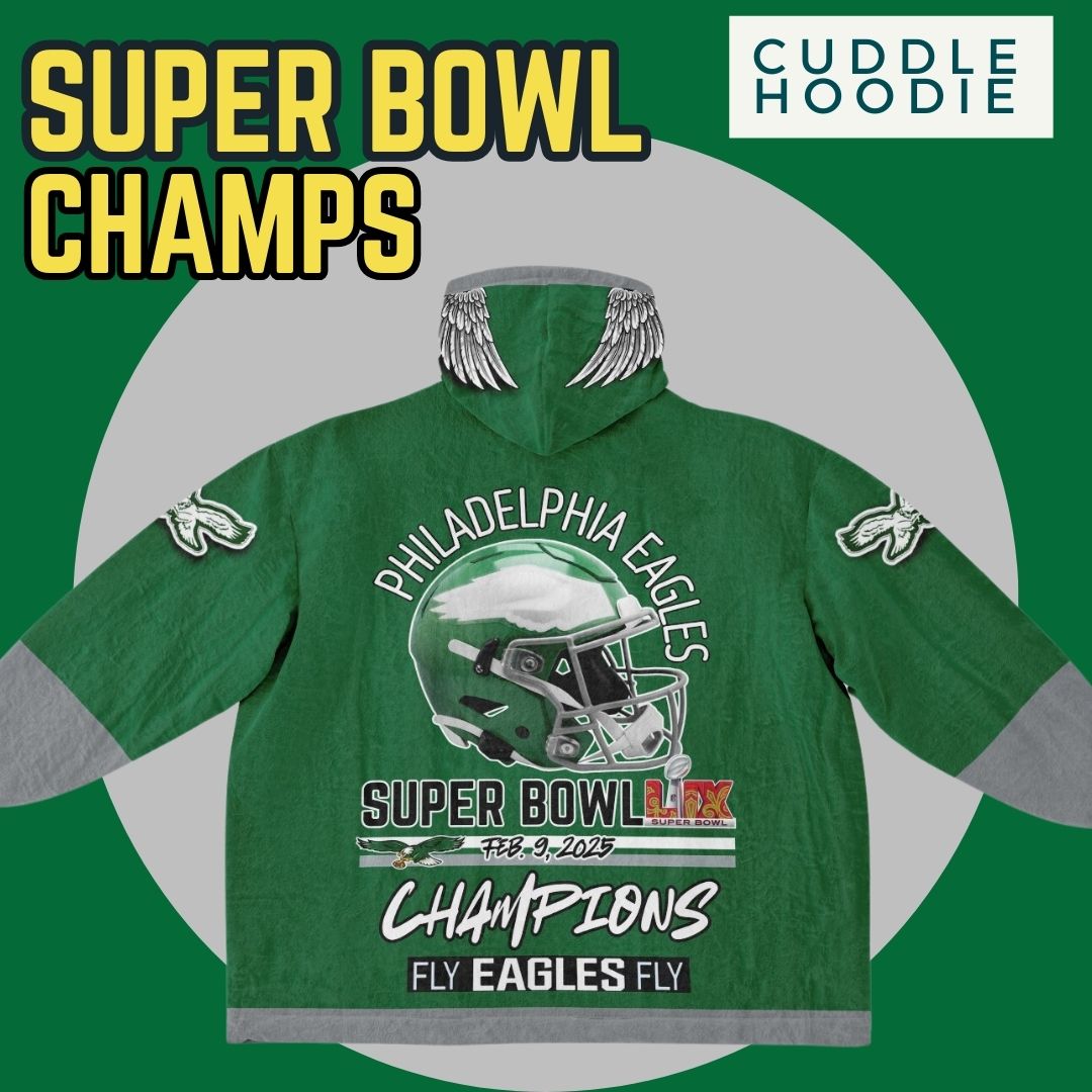 Super Bowl Champs Eagles Retro Kelly Green Eagles SB Champions Oversize Hooded Blanket Gift for Fans