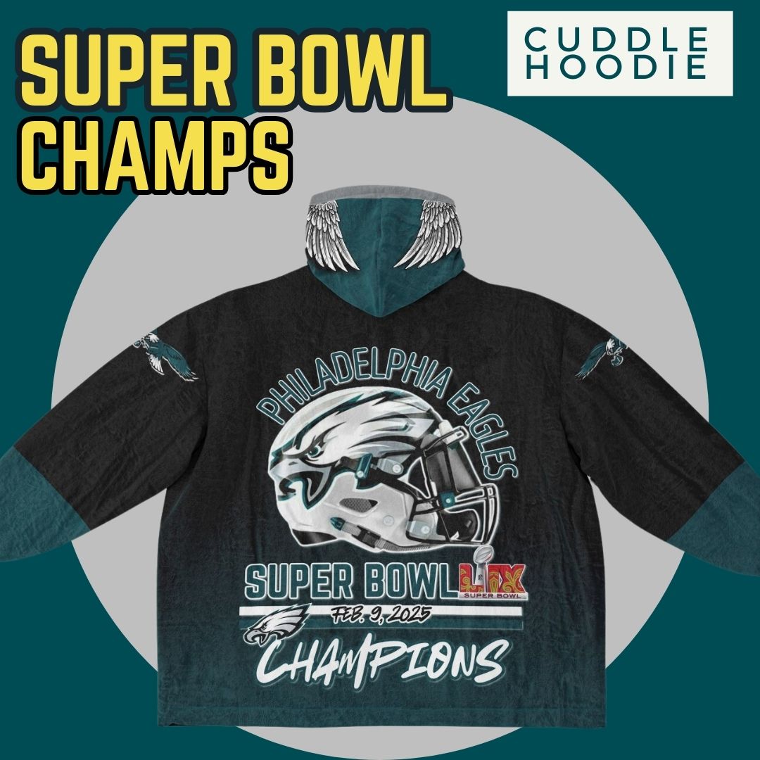 Super Bowl Champs Eagles Black Eagles SB Champions Oversize Hooded Blanket Gift for Fans