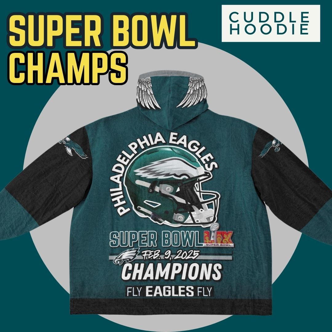 Super Bowl Champs Eagles Midnight Green Eagles SB Champions Oversize Hooded Blanket Gift for Fans