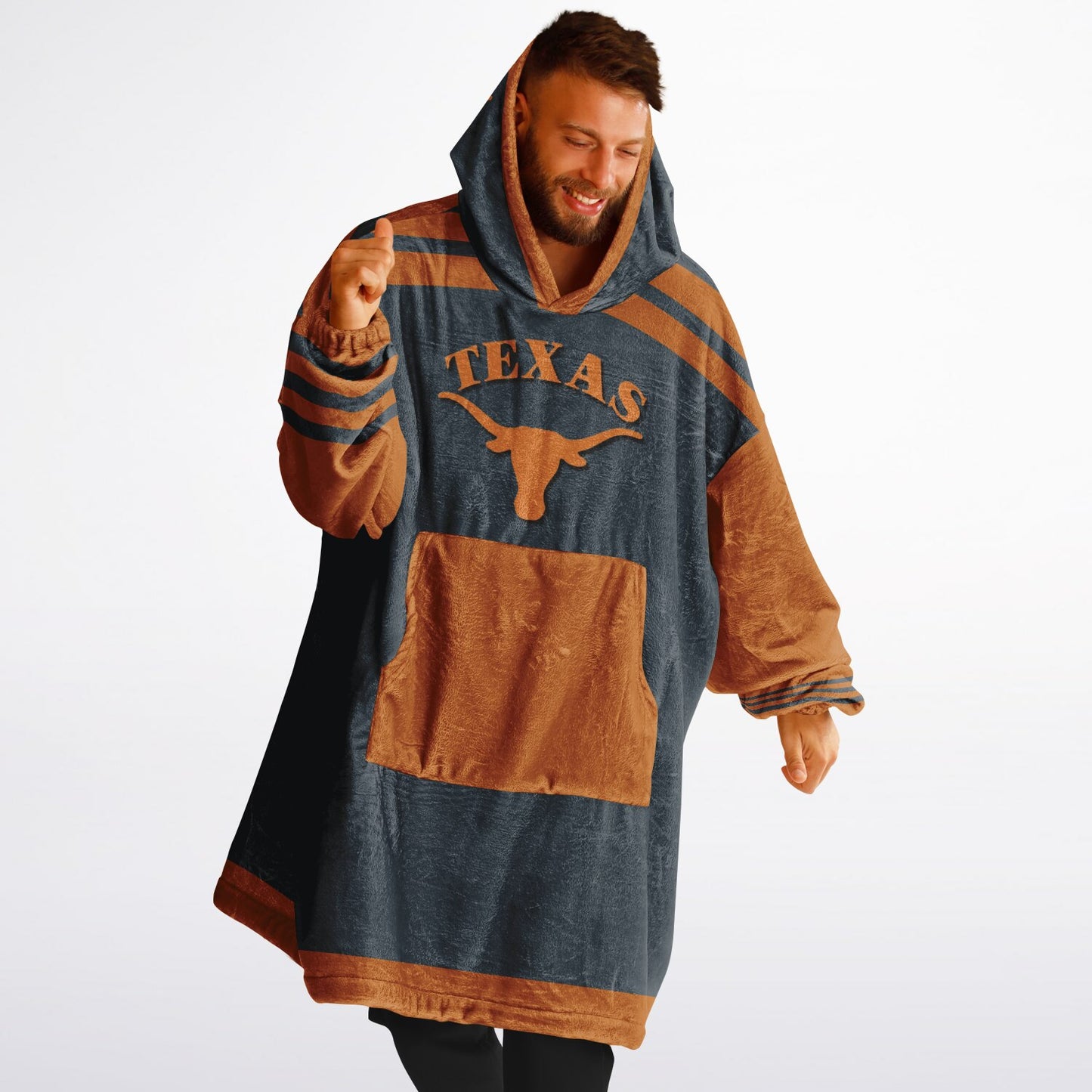 Texas Grey & Burnt Orange Cuddle Hoodie "Hook-em Horns" Gift for Texas Fans & Alumni